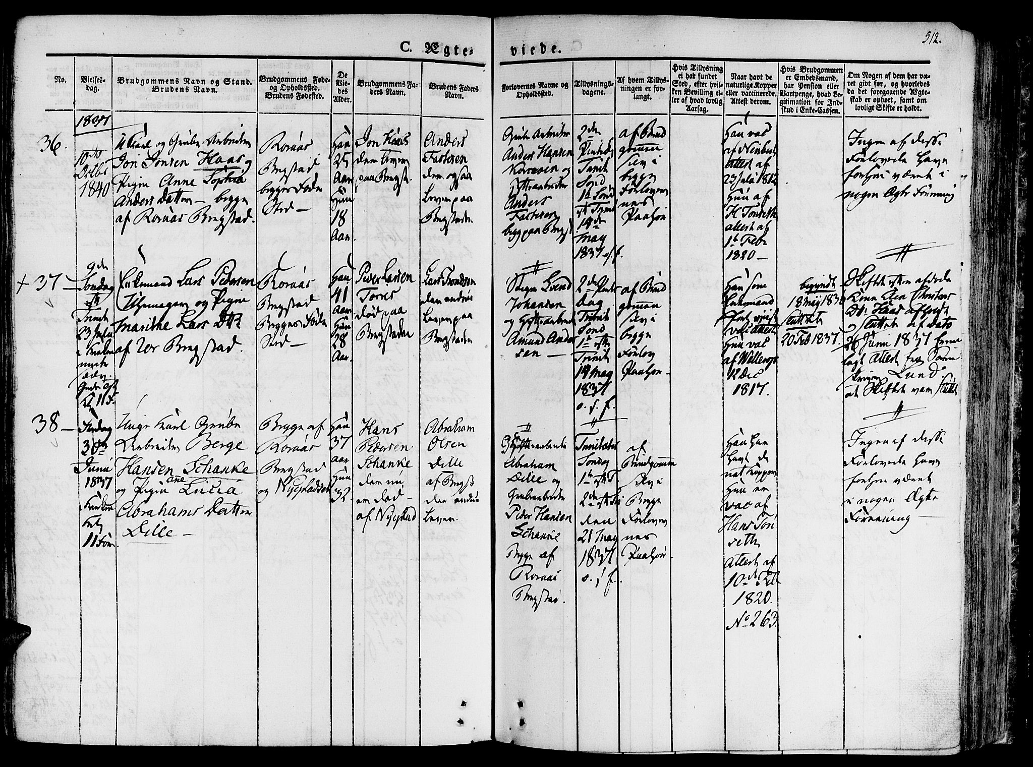 Ministerialprotokoller, klokkerbøker og fødselsregistre - Sør-Trøndelag, SAT/A-1456/681/L0930: Parish register (official) no. 681A08, 1829-1844, p. 512