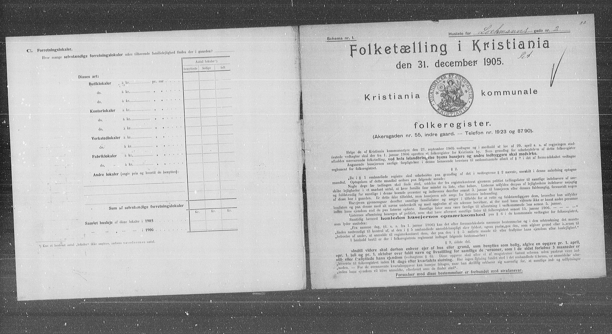OBA, Municipal Census 1905 for Kristiania, 1905, p. 30607