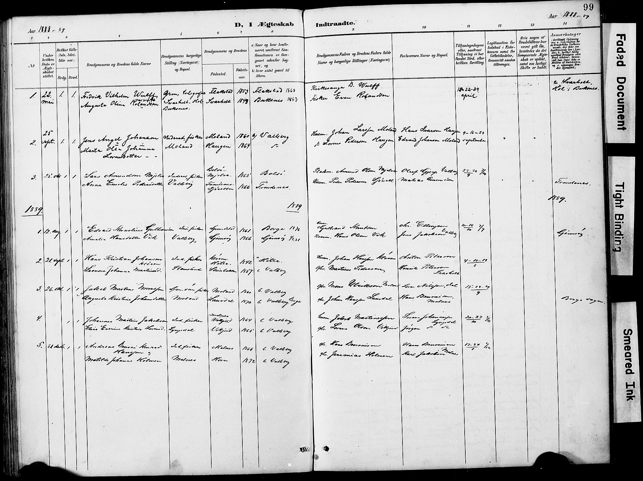 Ministerialprotokoller, klokkerbøker og fødselsregistre - Nordland, AV/SAT-A-1459/884/L1197: Parish register (copy) no. 884C03, 1888-1926, p. 99