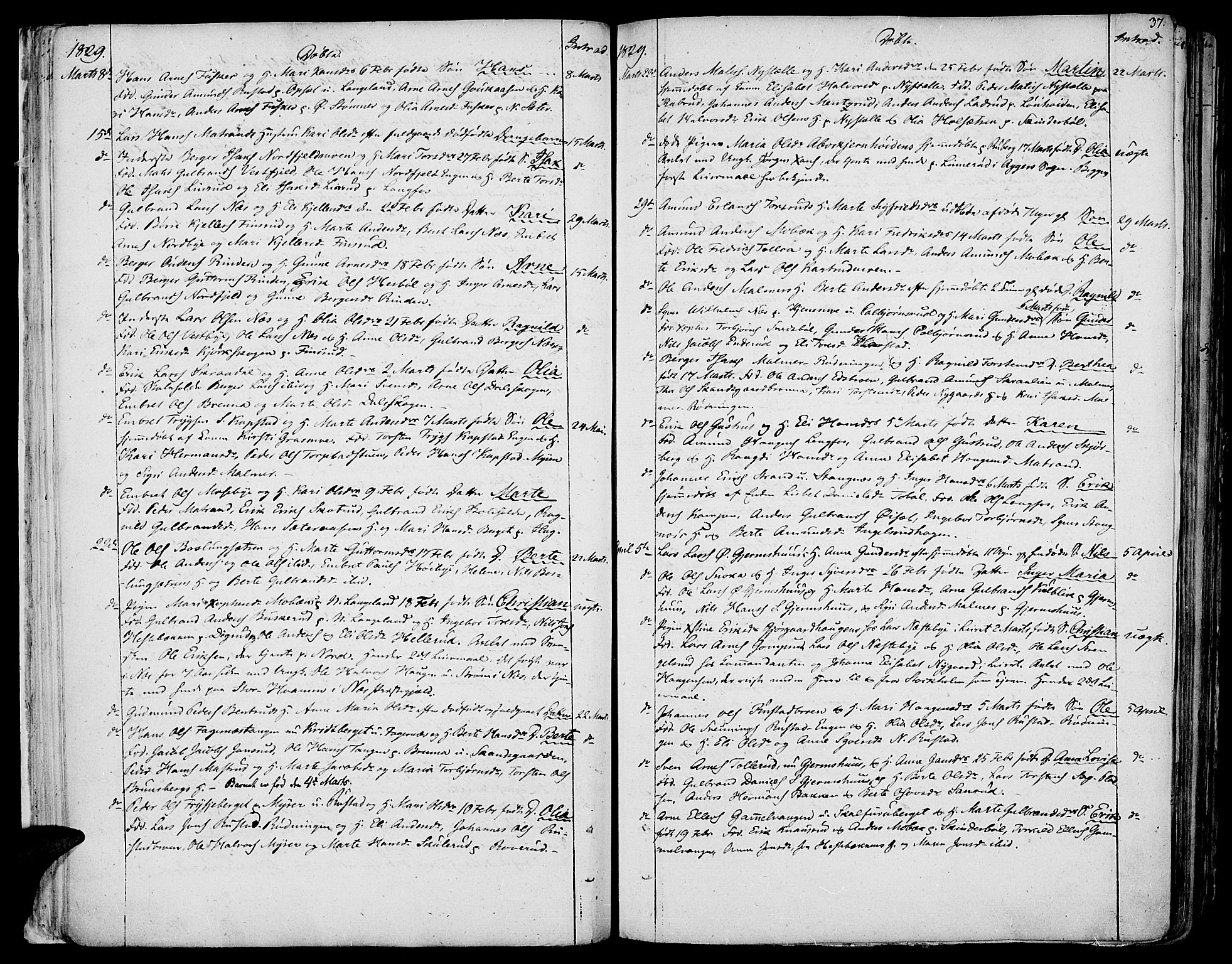 Vinger prestekontor, SAH/PREST-024/H/Ha/Haa/L0007: Parish register (official) no. 7, 1826-1839, p. 37