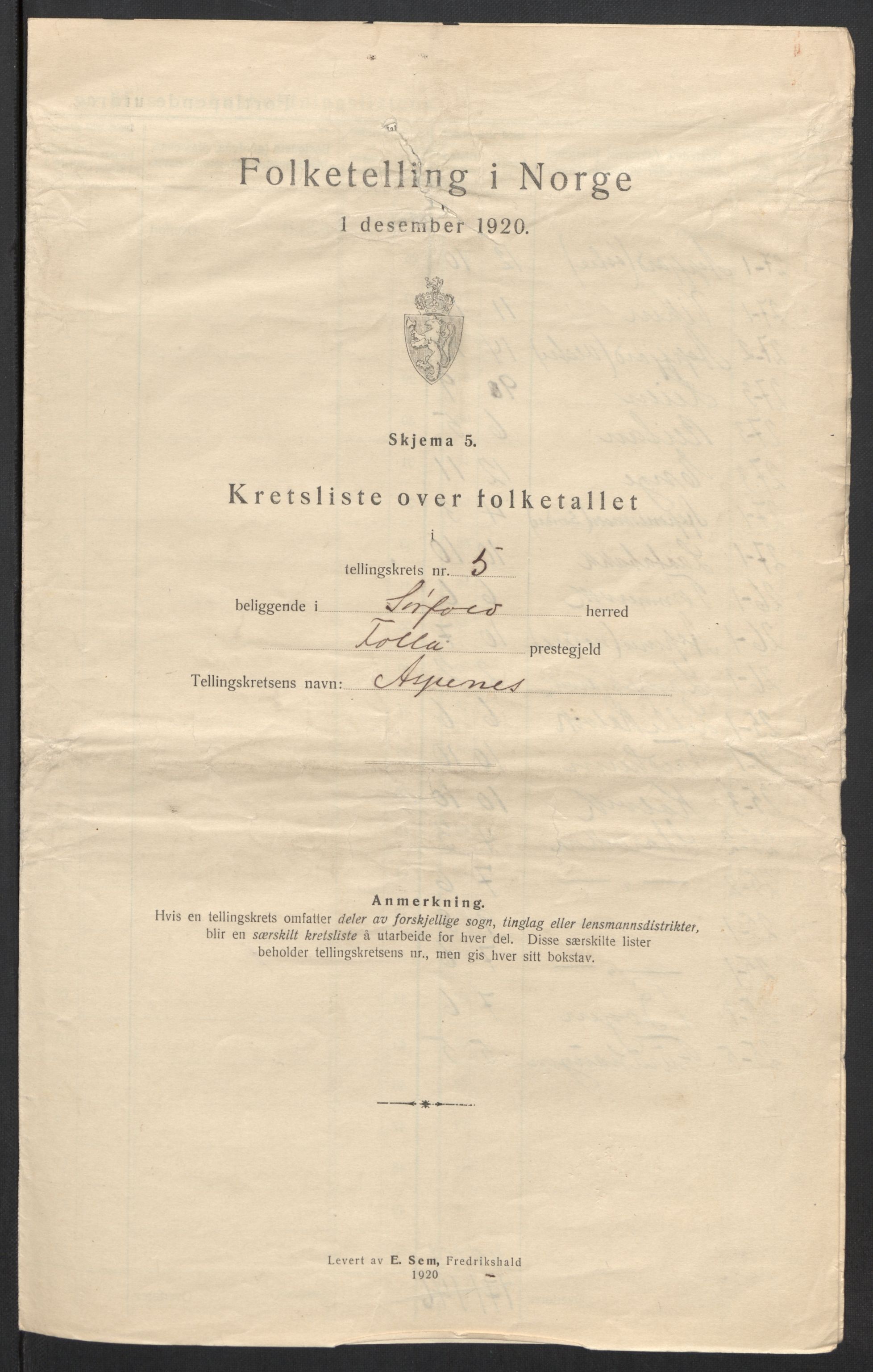 SAT, 1920 census for Sørfold, 1920, p. 18