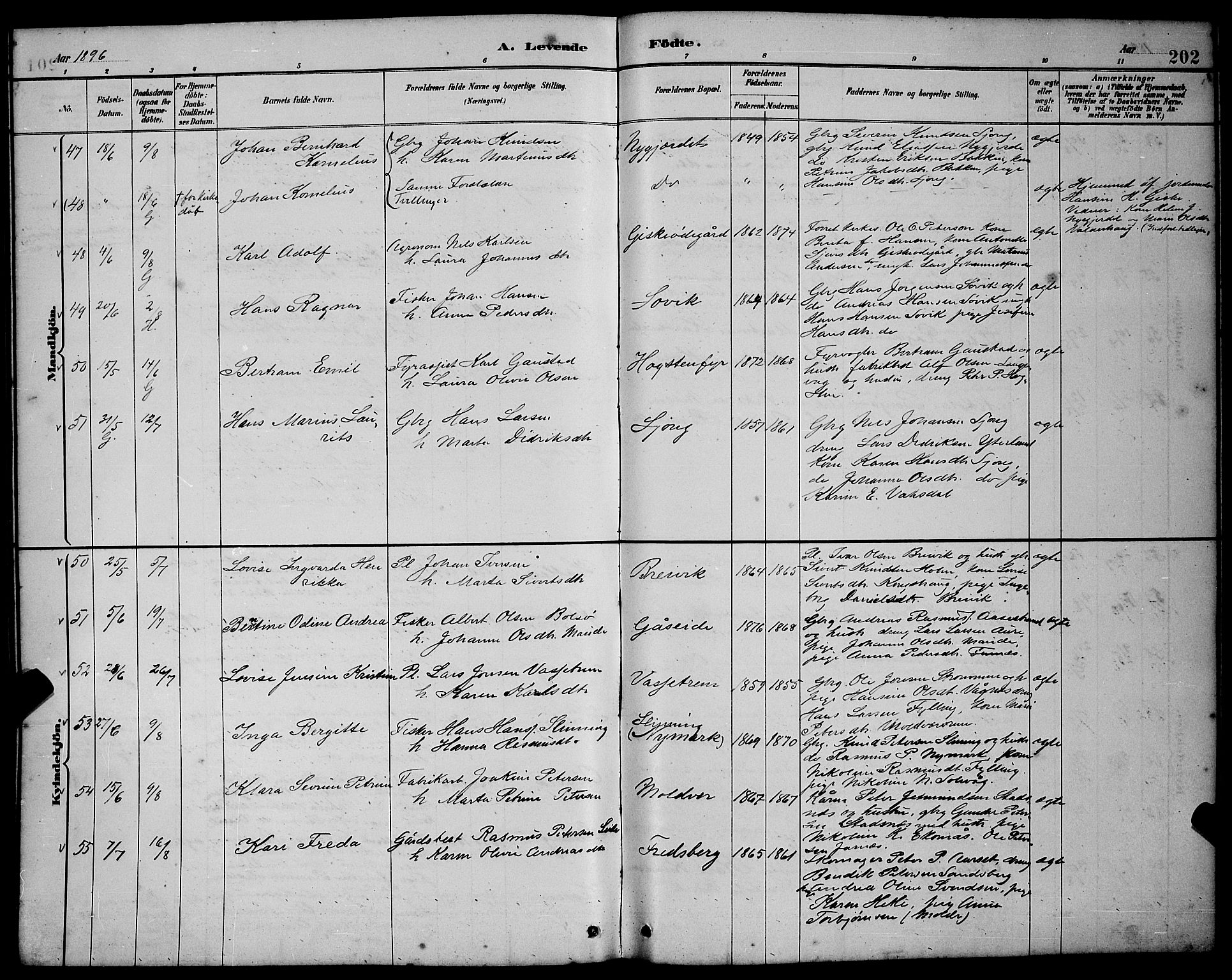 Ministerialprotokoller, klokkerbøker og fødselsregistre - Møre og Romsdal, AV/SAT-A-1454/528/L0431: Parish register (copy) no. 528C12, 1885-1898, p. 202