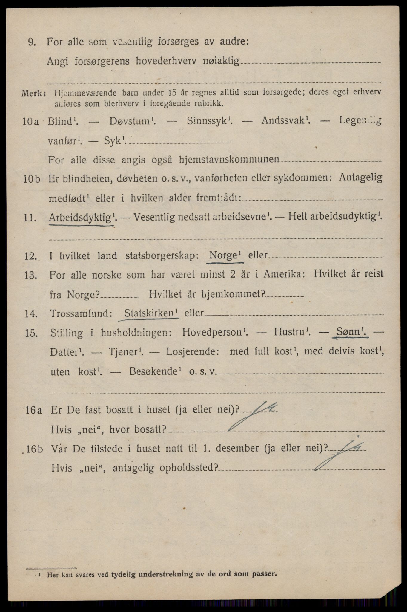 SAST, 1920 census for Klepp, 1920, p. 7539