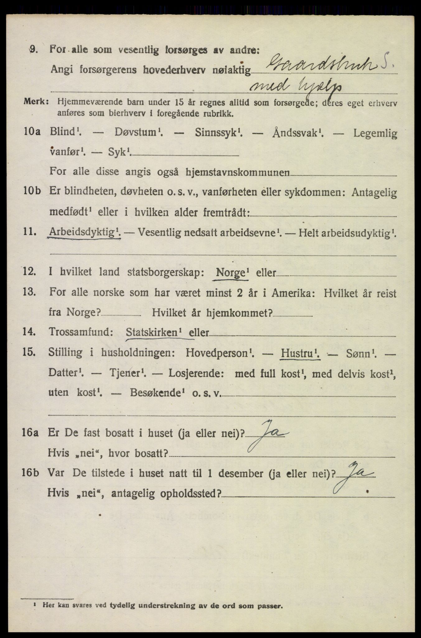 SAH, 1920 census for Tynset, 1920, p. 7487