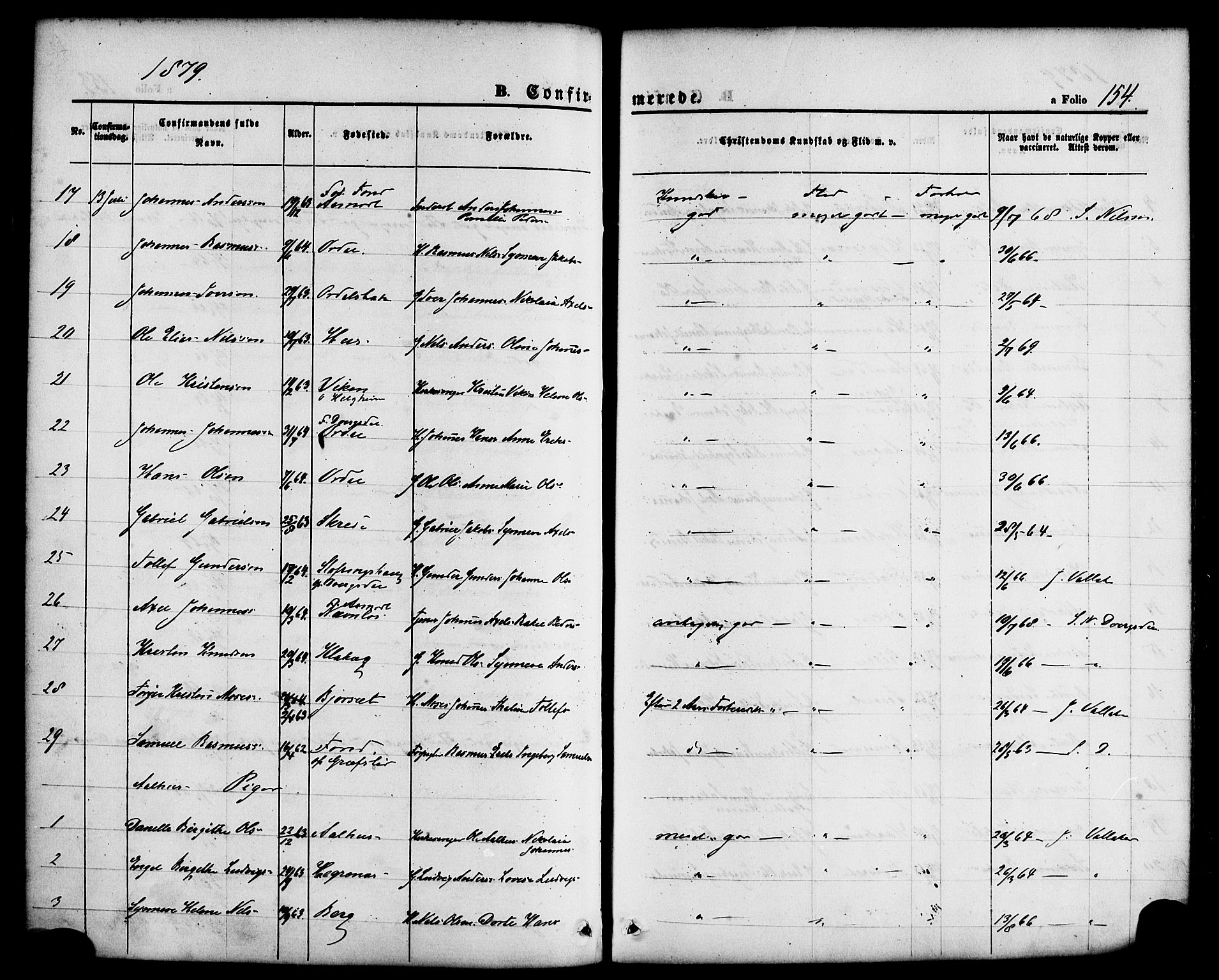 Jølster sokneprestembete, SAB/A-80701/H/Haa/Haaa/L0011: Parish register (official) no. A 11, 1866-1881, p. 154
