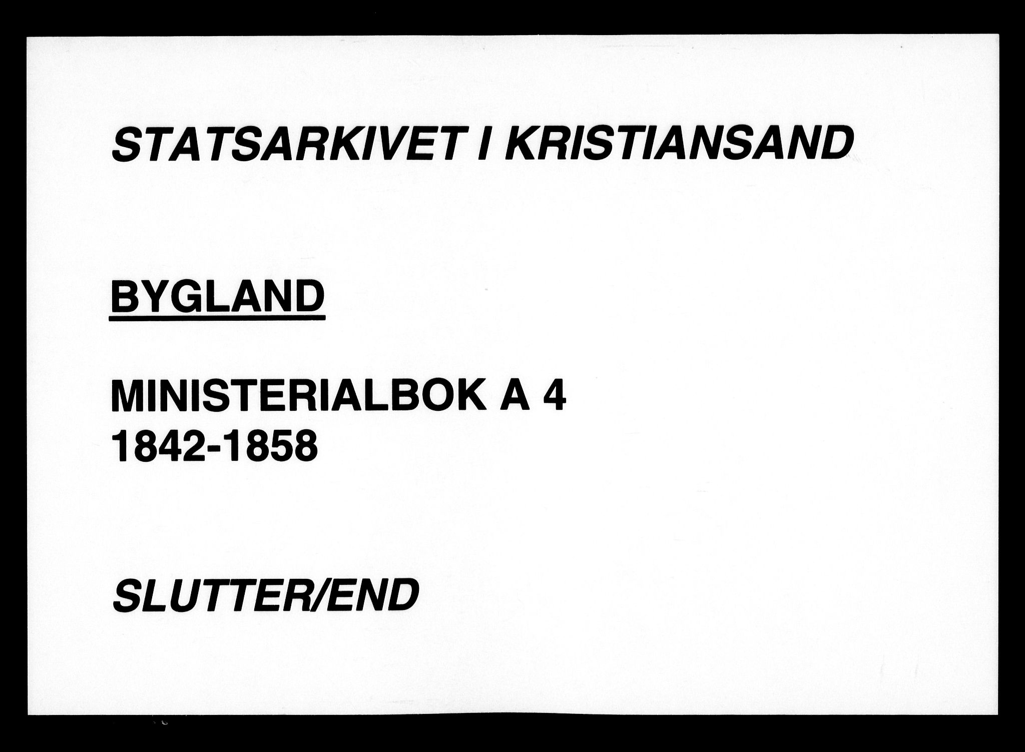 Bygland sokneprestkontor, AV/SAK-1111-0006/F/Fa/Fab/L0004: Parish register (official) no. A 4, 1842-1858