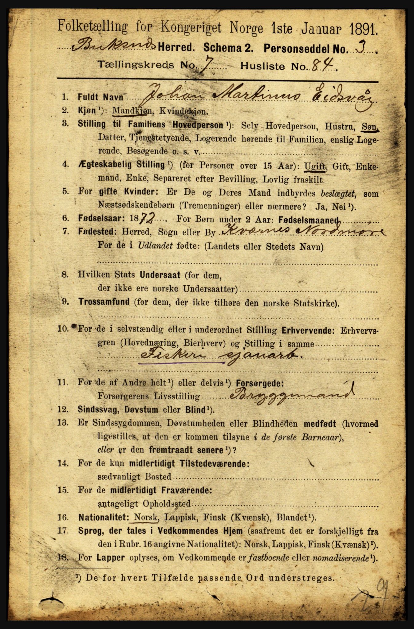 RA, 1891 census for 1860 Buksnes, 1891, p. 5545