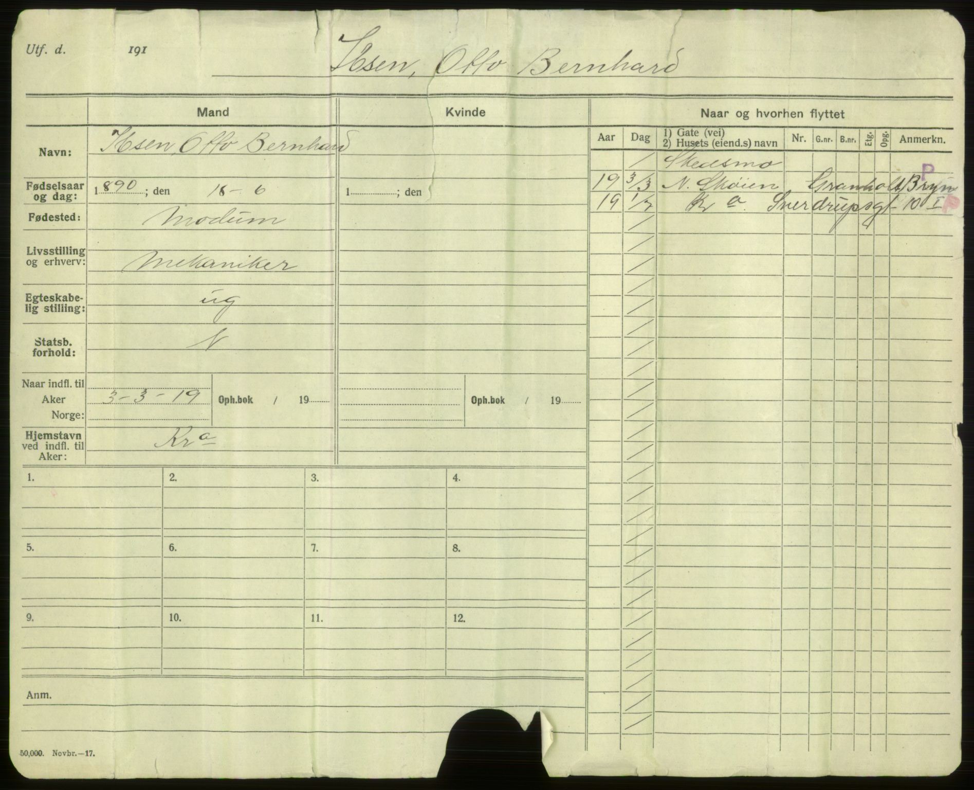 Oslo folkeregister, Registerkort, AV/SAO-A-11715/F/Fa/Faa/L0016: Menn, 1917-1922, p. 2