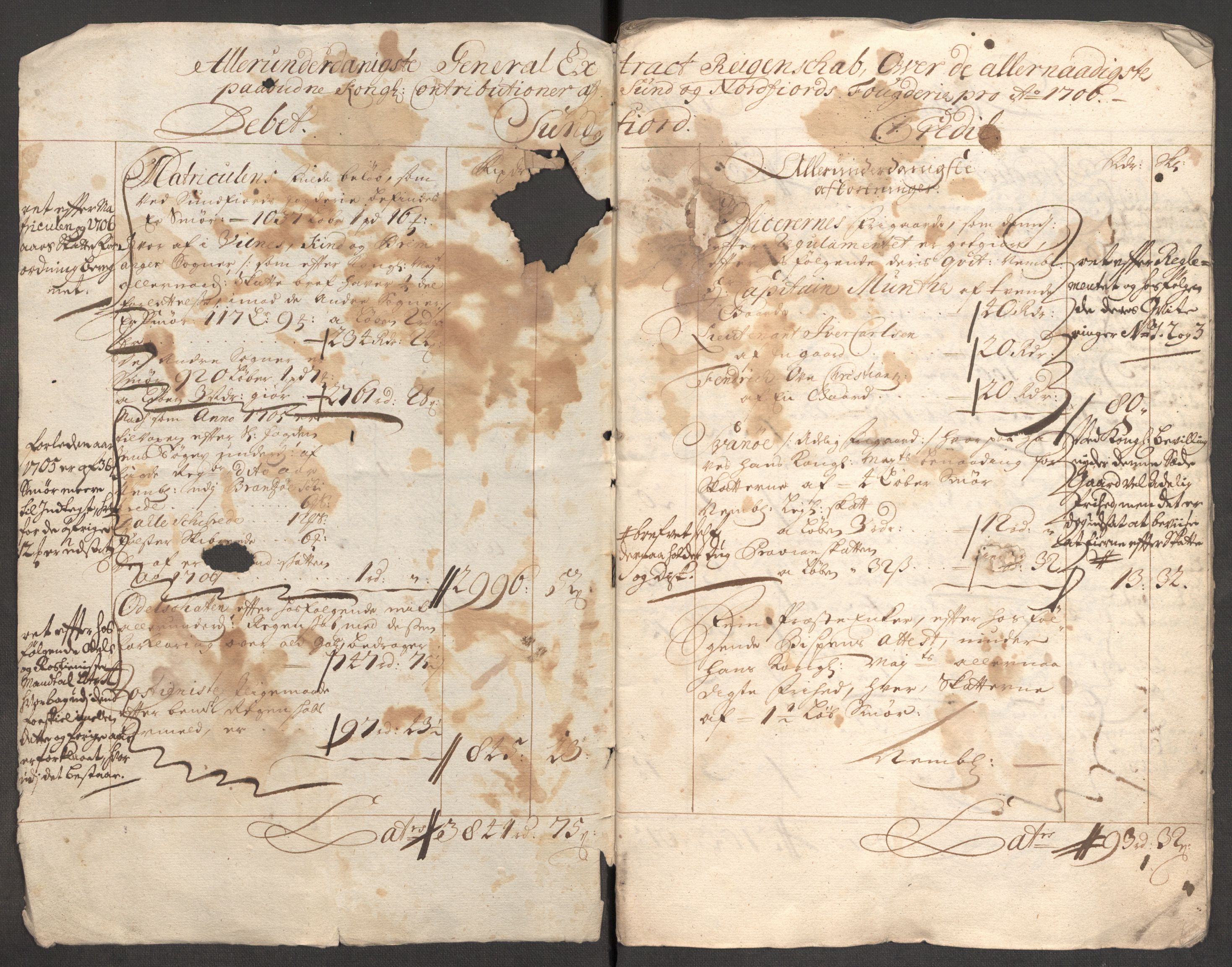 Rentekammeret inntil 1814, Reviderte regnskaper, Fogderegnskap, RA/EA-4092/R53/L3430: Fogderegnskap Sunn- og Nordfjord, 1706-1707, p. 6