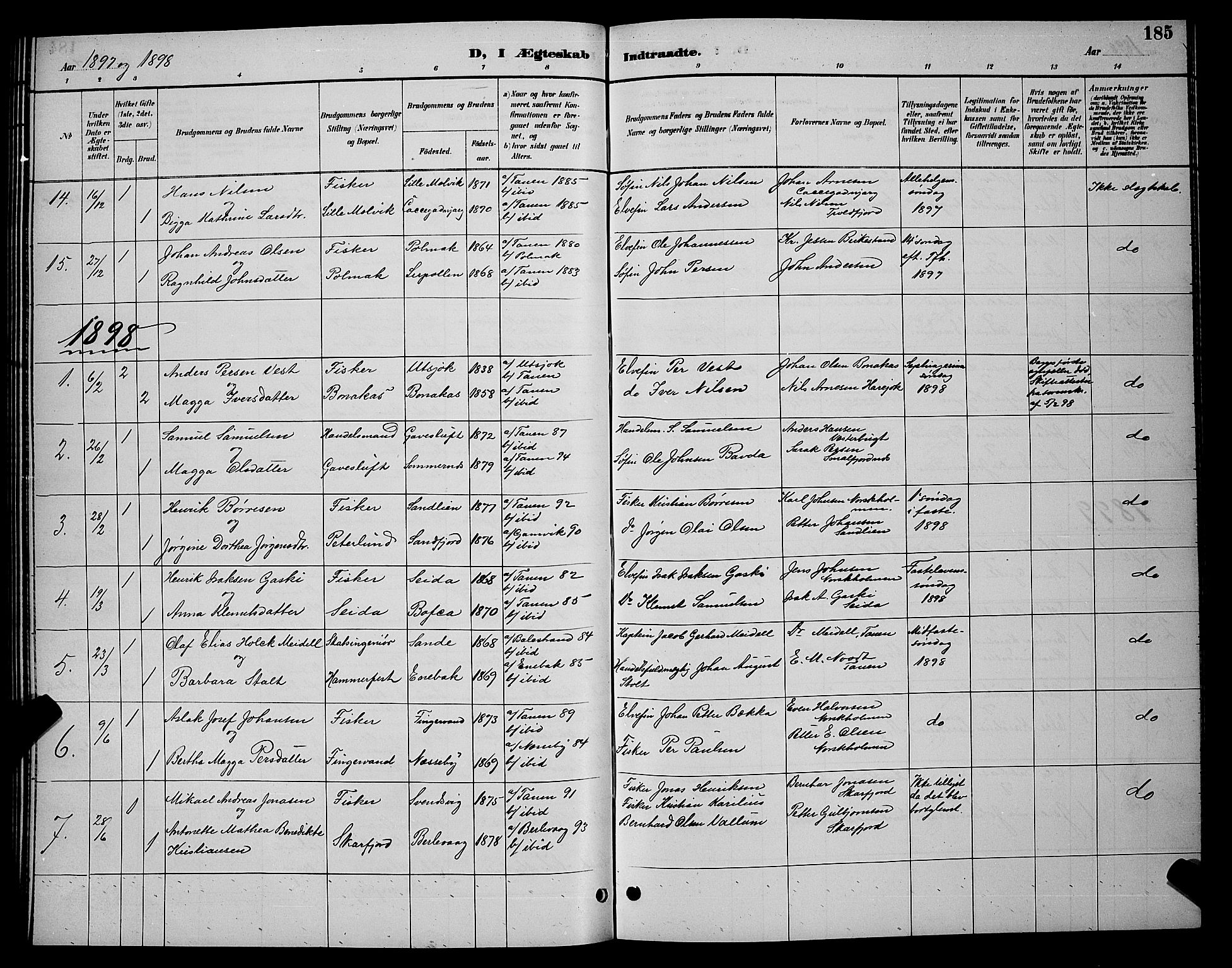 Tana sokneprestkontor, AV/SATØ-S-1334/H/Hb/L0004klokker: Parish register (copy) no. 4, 1890-1903, p. 185