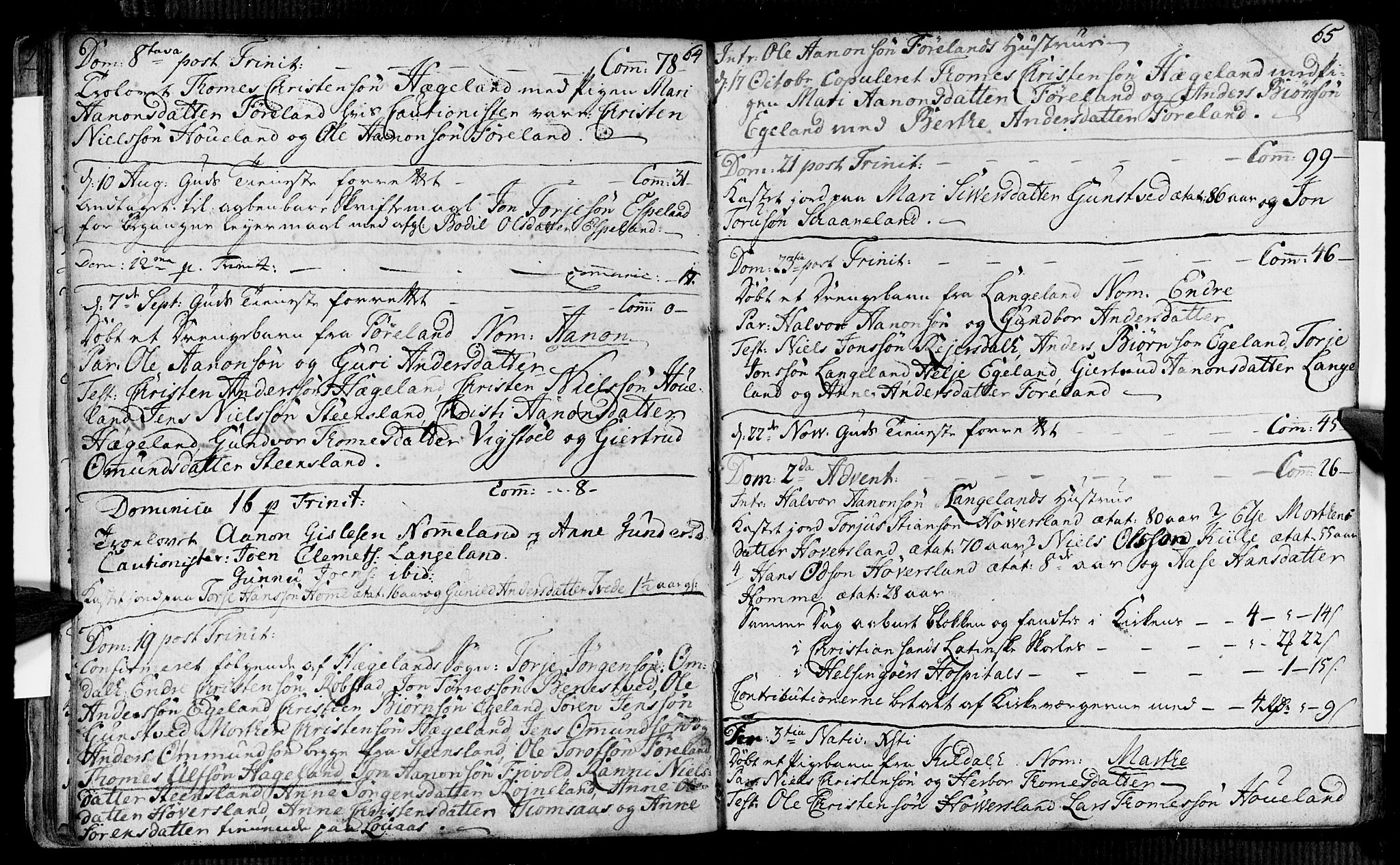 Vennesla sokneprestkontor, AV/SAK-1111-0045/Fa/Faa/L0001: Parish register (official) no. A 1, 1753-1785, p. 64-65