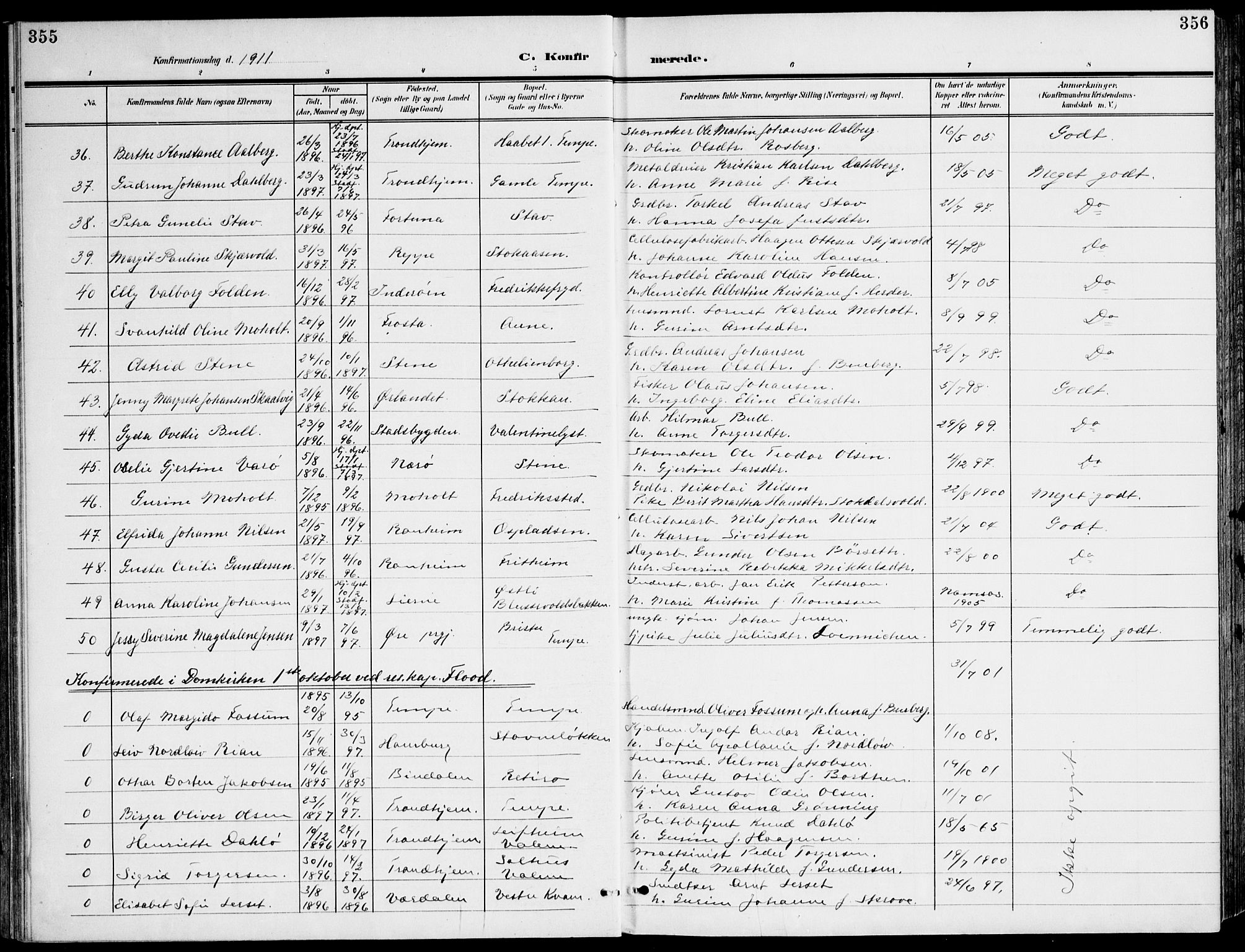 Ministerialprotokoller, klokkerbøker og fødselsregistre - Sør-Trøndelag, SAT/A-1456/607/L0320: Parish register (official) no. 607A04, 1907-1915, p. 355-356