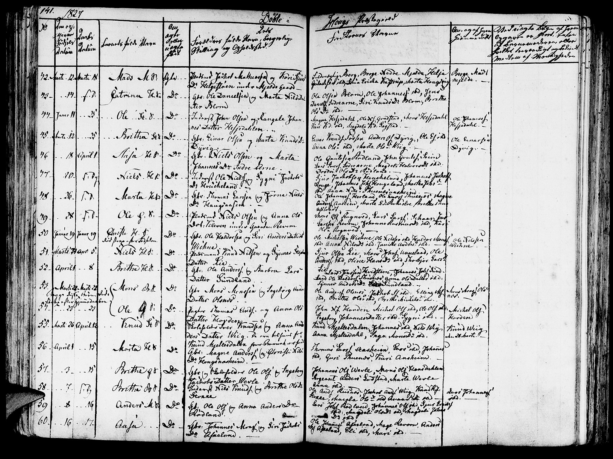 Haus sokneprestembete, SAB/A-75601/H/Haa: Parish register (official) no. A 13, 1821-1827, p. 141