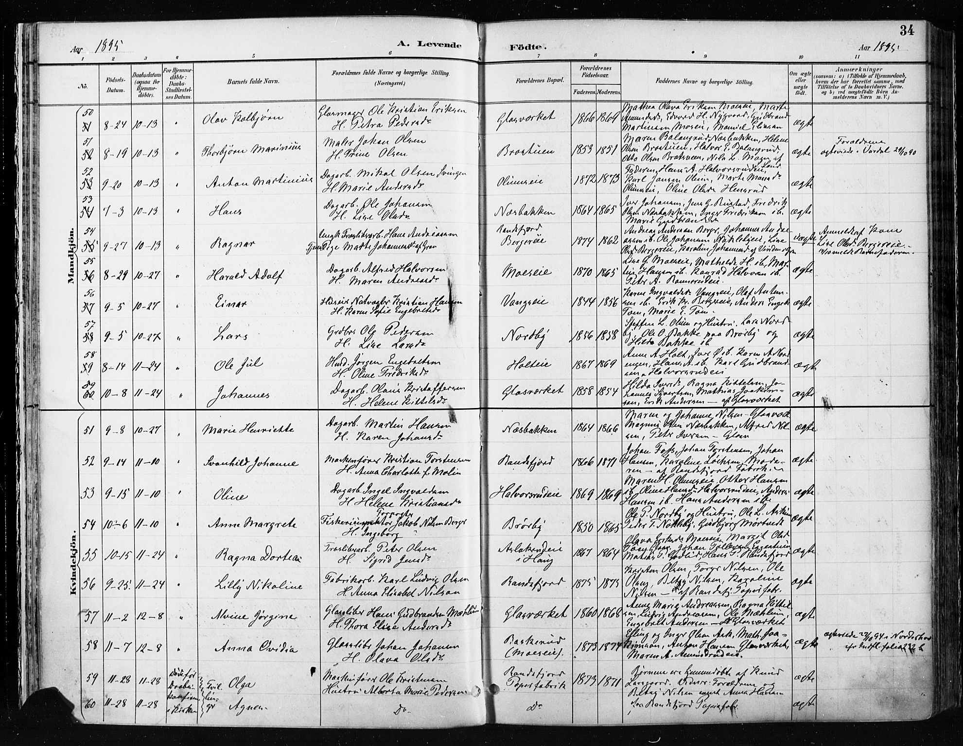 Jevnaker prestekontor, AV/SAH-PREST-116/H/Ha/Haa/L0009: Parish register (official) no. 9, 1891-1901, p. 34