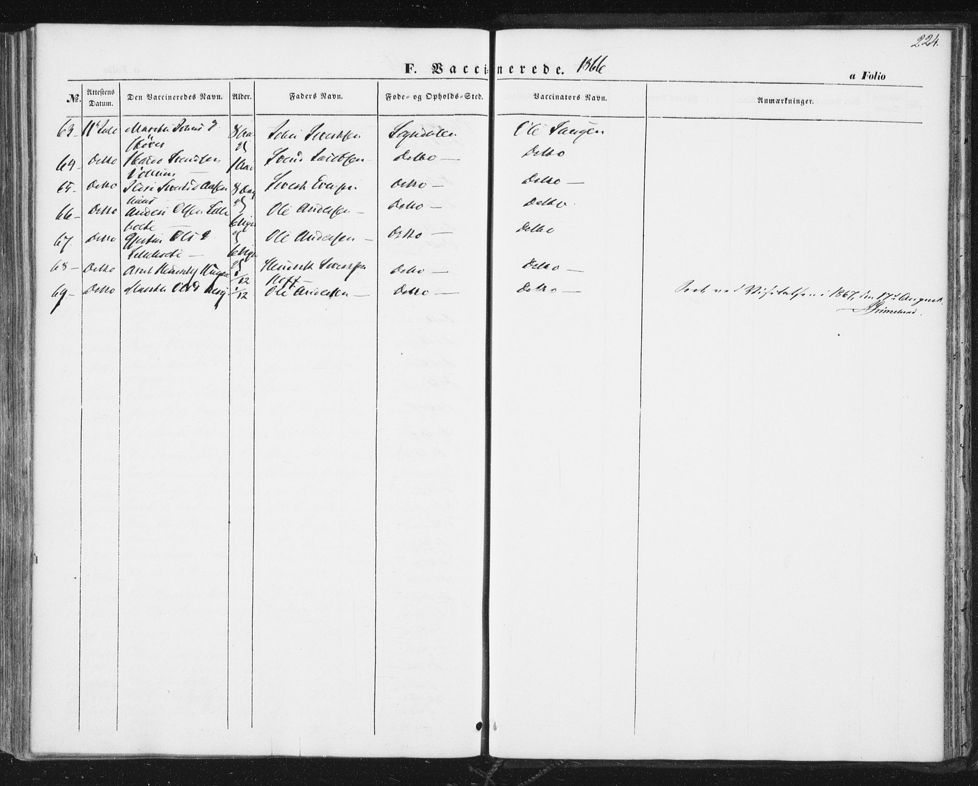 Ministerialprotokoller, klokkerbøker og fødselsregistre - Sør-Trøndelag, SAT/A-1456/689/L1038: Parish register (official) no. 689A03, 1848-1872, p. 224