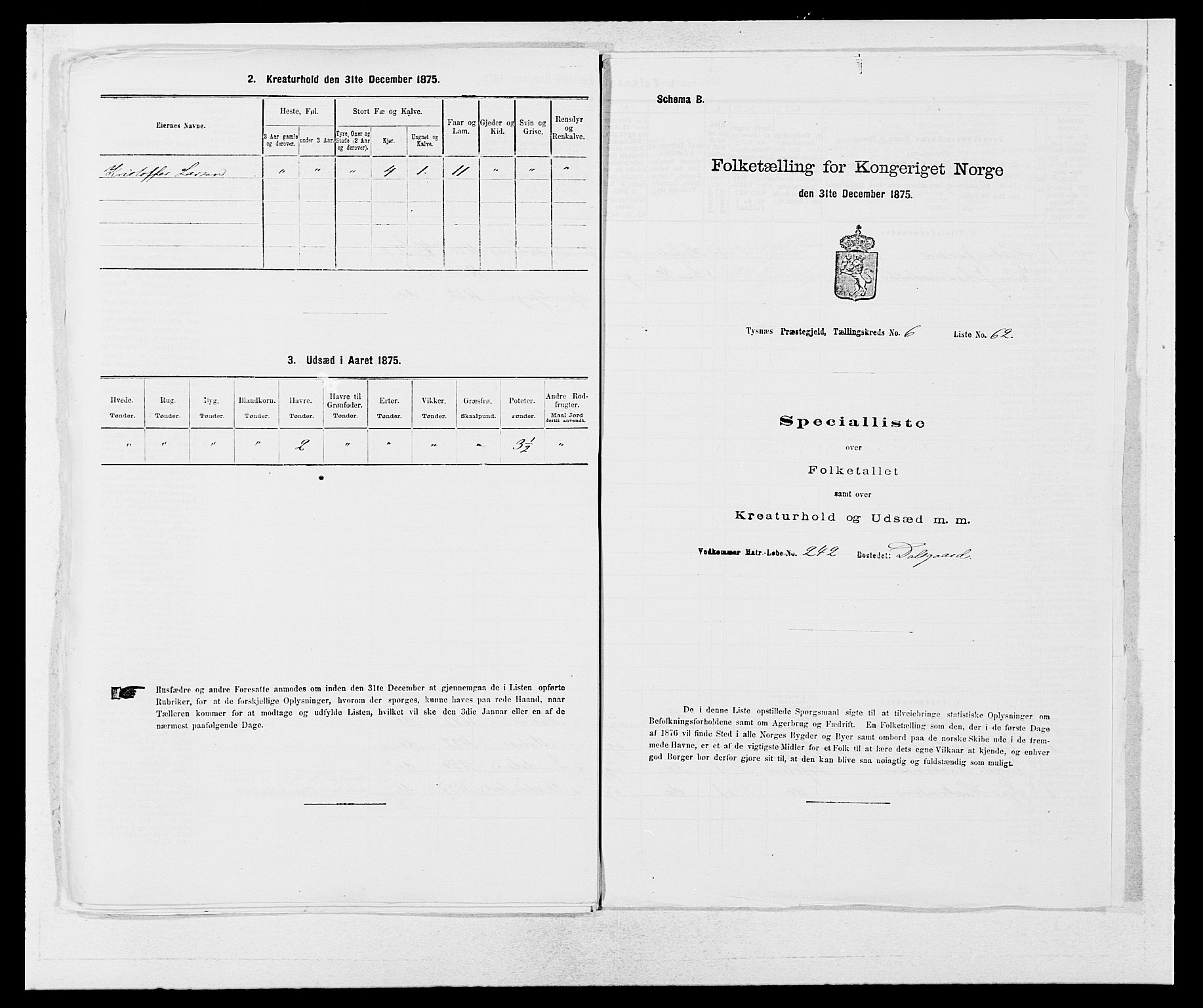 SAB, 1875 census for 1223P Tysnes, 1875, p. 768