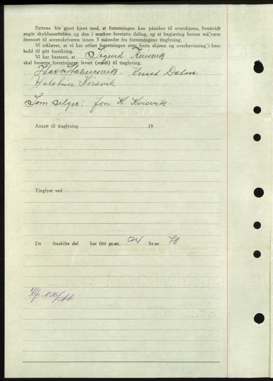 Nordmøre sorenskriveri, AV/SAT-A-4132/1/2/2Ca: Mortgage book no. A103, 1946-1947, Diary no: : 2261/1946