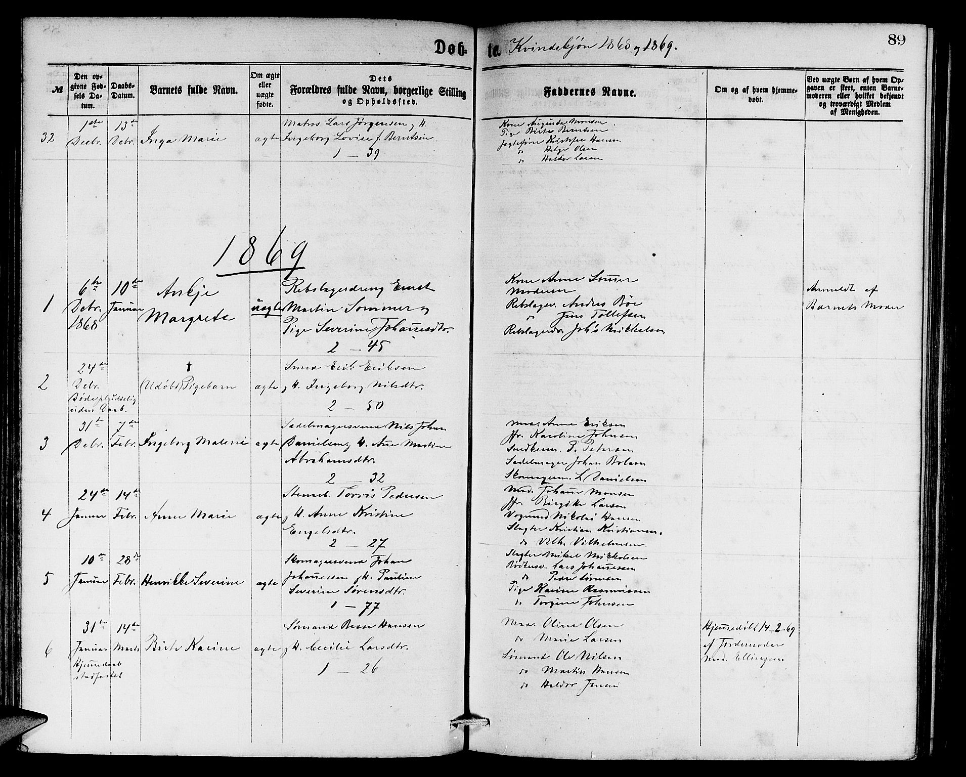 Sandviken Sokneprestembete, SAB/A-77601/H/Hb: Parish register (copy) no. A 1, 1867-1879, p. 89