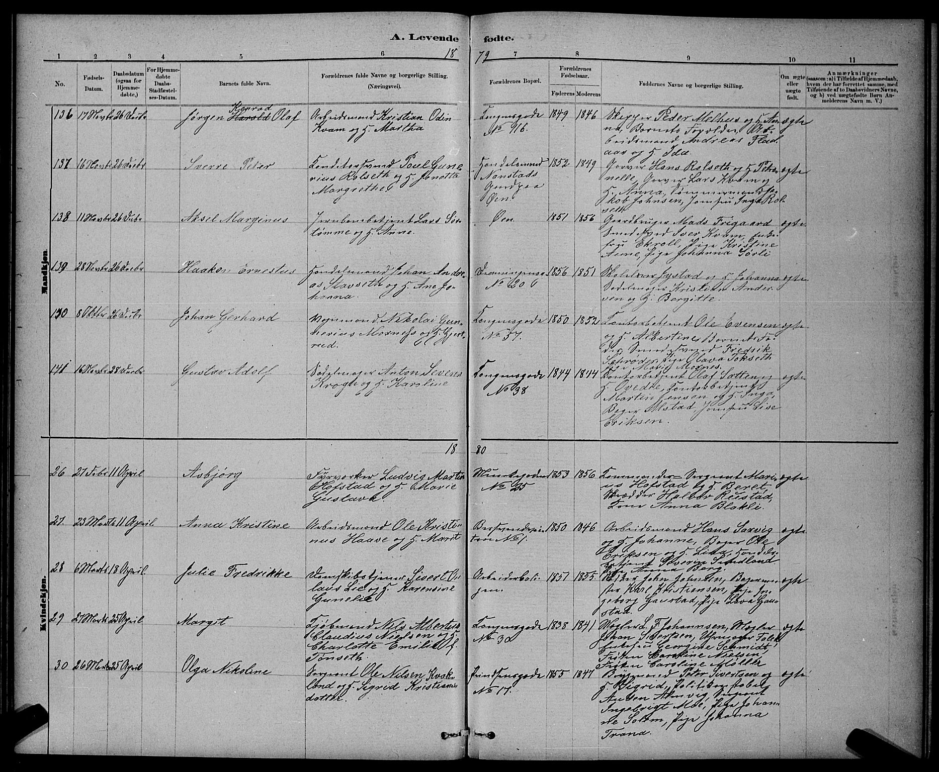 Ministerialprotokoller, klokkerbøker og fødselsregistre - Sør-Trøndelag, SAT/A-1456/601/L0091: Parish register (copy) no. 601C09, 1878-1883