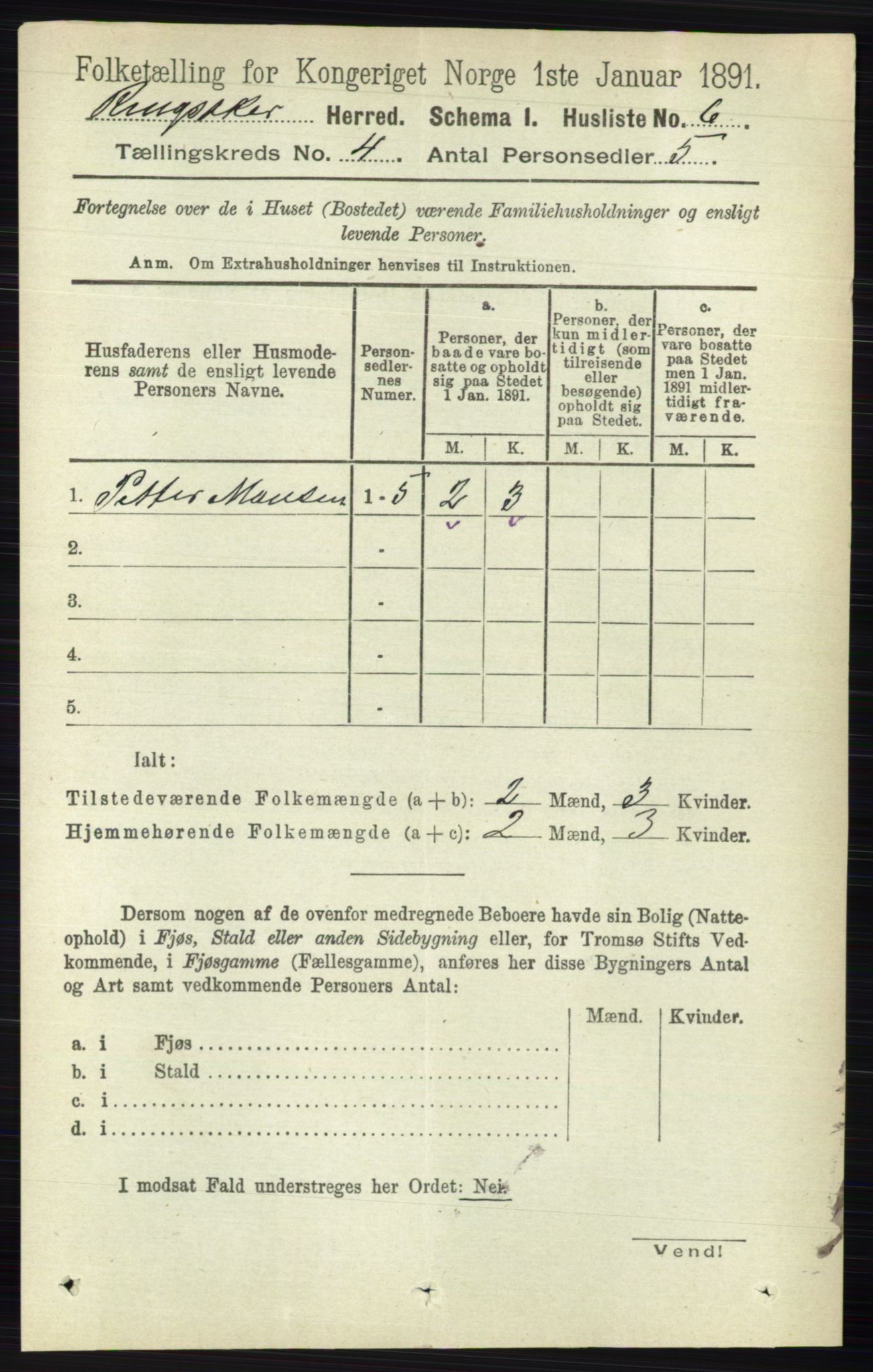 RA, 1891 census for 0412 Ringsaker, 1891, p. 1687