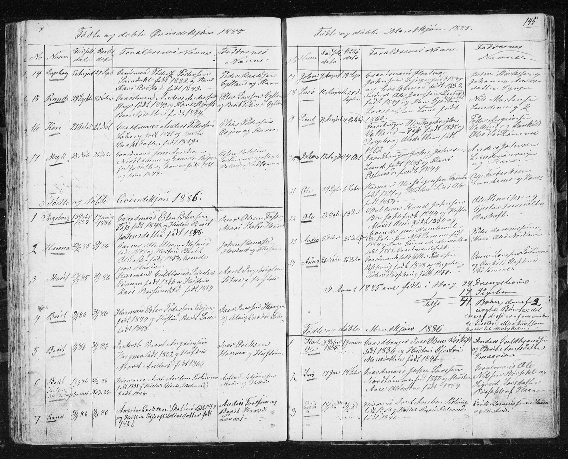 Ministerialprotokoller, klokkerbøker og fødselsregistre - Sør-Trøndelag, SAT/A-1456/692/L1110: Parish register (copy) no. 692C05, 1849-1889, p. 145