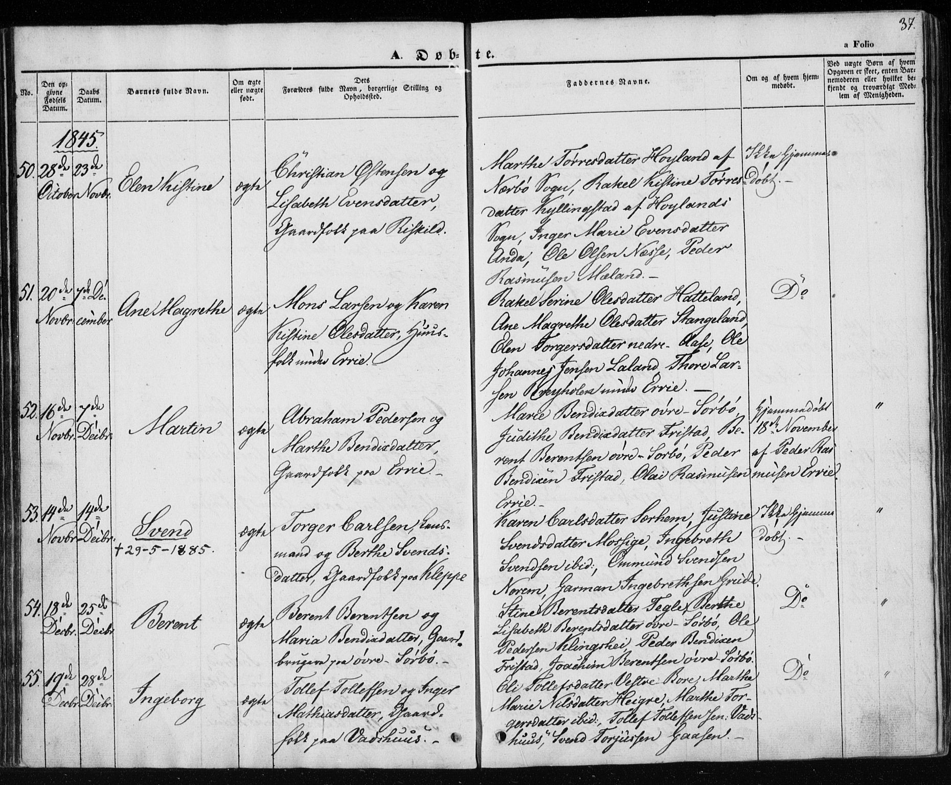 Klepp sokneprestkontor, AV/SAST-A-101803/001/3/30BA/L0004: Parish register (official) no. A 4, 1842-1852, p. 37