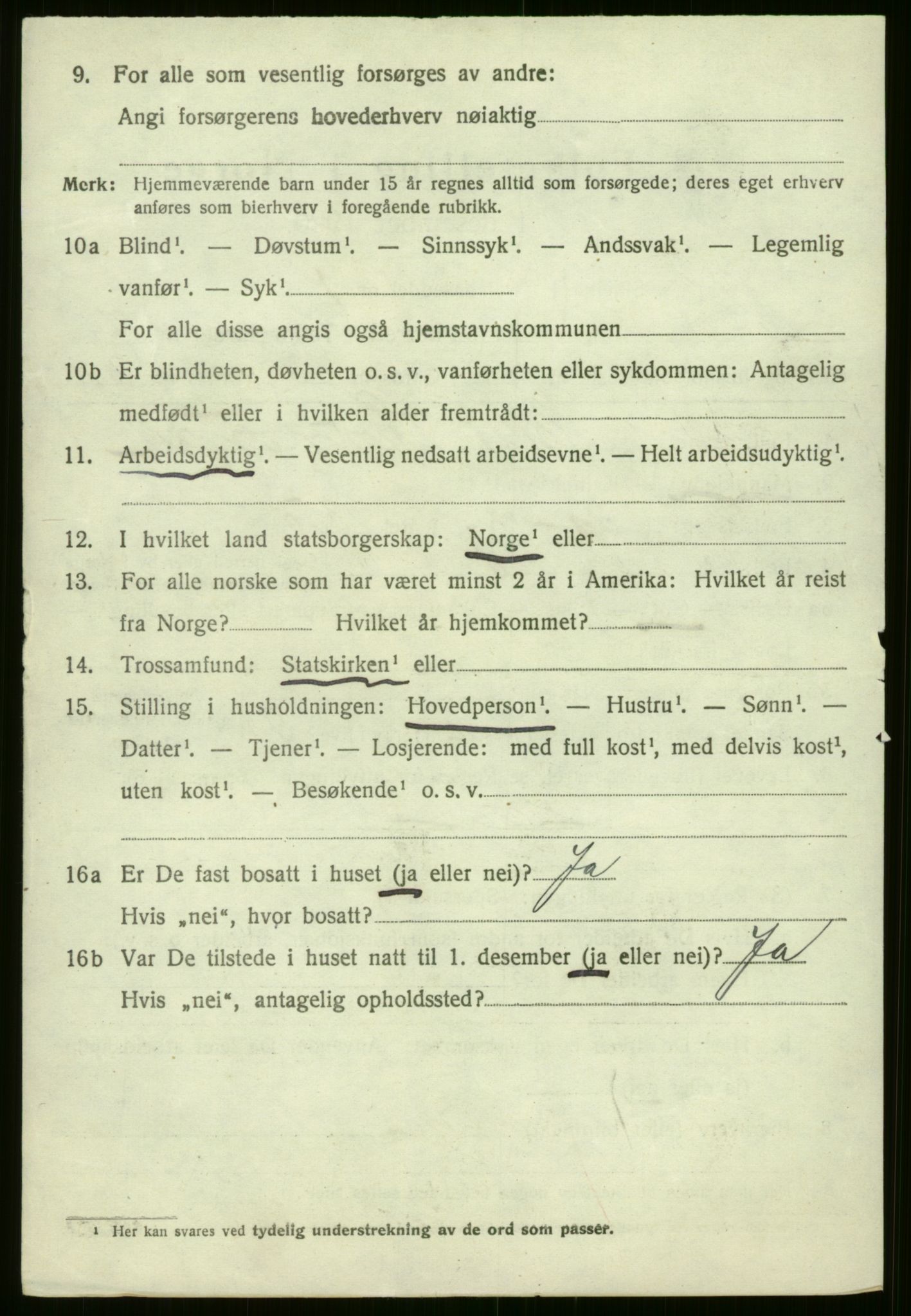 SAB, 1920 census for Voss, 1920, p. 6554