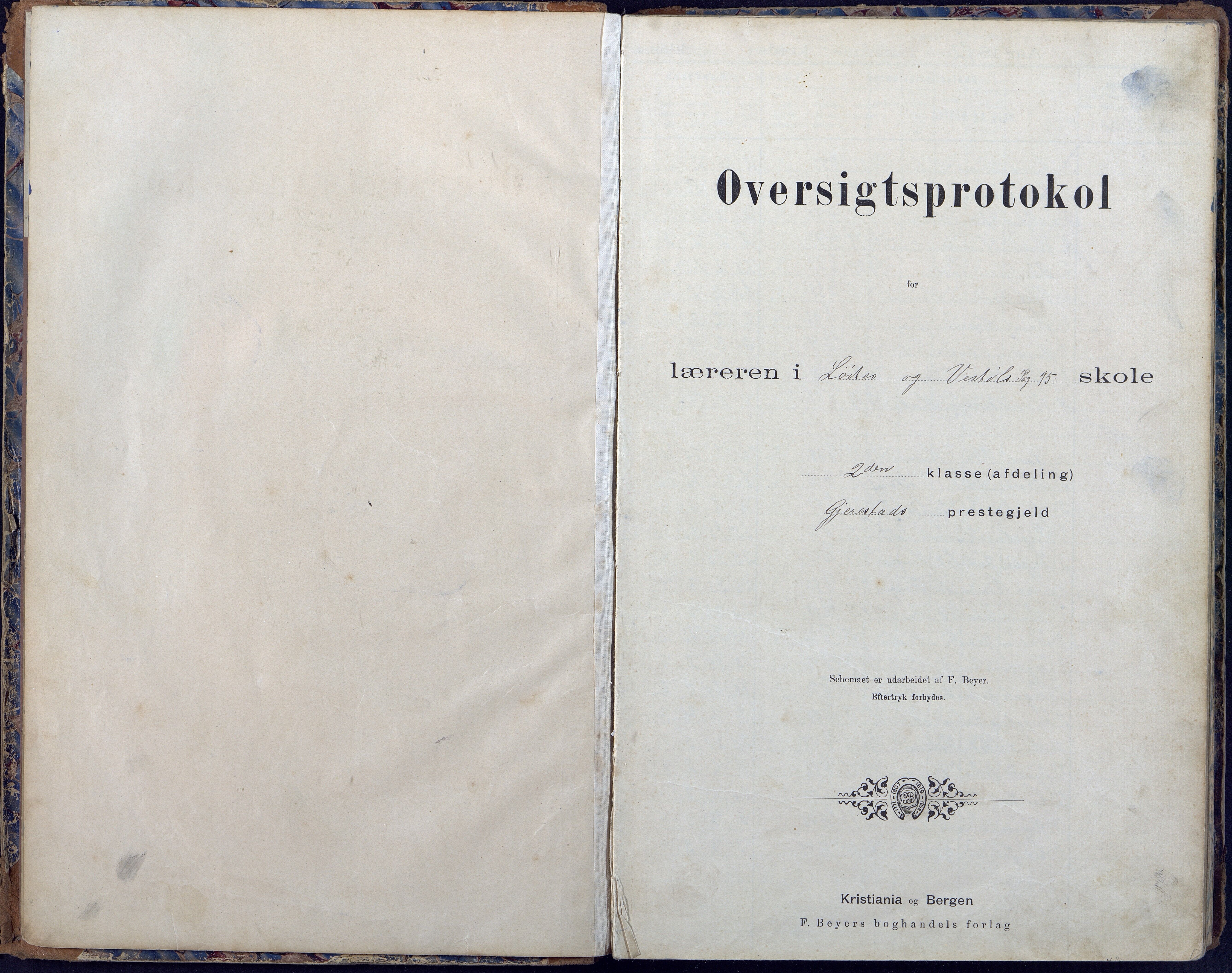 Gjerstad Kommune, Vestøl-Ljaadal-Trydal-Løite, AAKS/KA0911-550e/F02/L0001: Karakterprotokoll Løite-Vestøl skole, 1892-1901