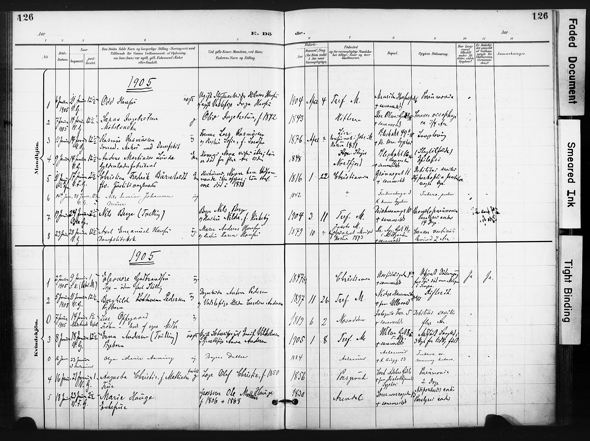 Trefoldighet prestekontor Kirkebøker, AV/SAO-A-10882/F/Fd/L0004: Parish register (official) no. IV 4, 1897-1912, p. 126