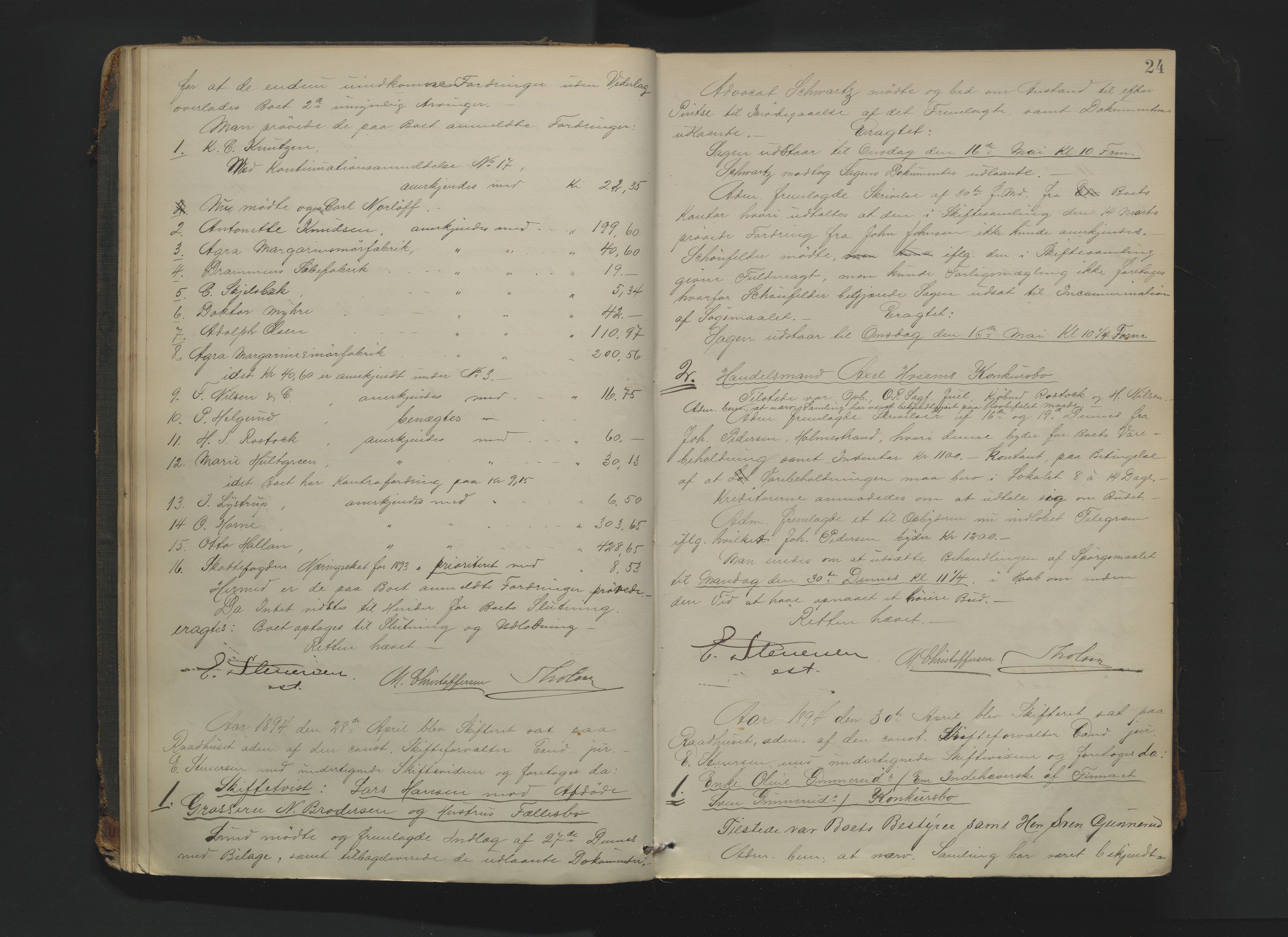 Drammen byfogd, AV/SAKO-A-222/H/Hb/Hbc/L0017: Skifteforhandlingsprotokoll. - Drammen., 1894-1897, p. 24