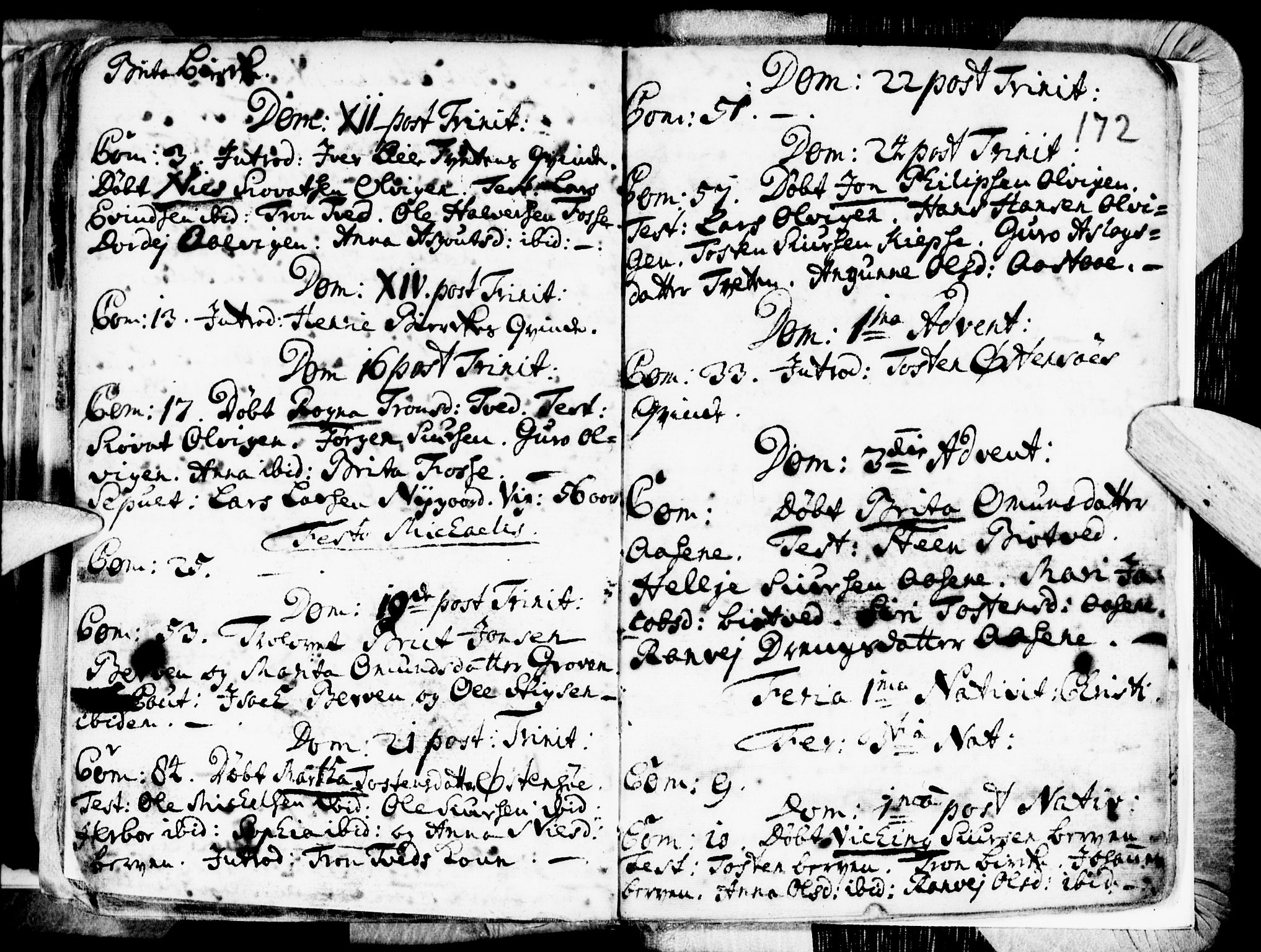 Kvam sokneprestembete, SAB/A-76201/H/Haa: Parish register (official) no. A 1, 1690-1741, p. 172
