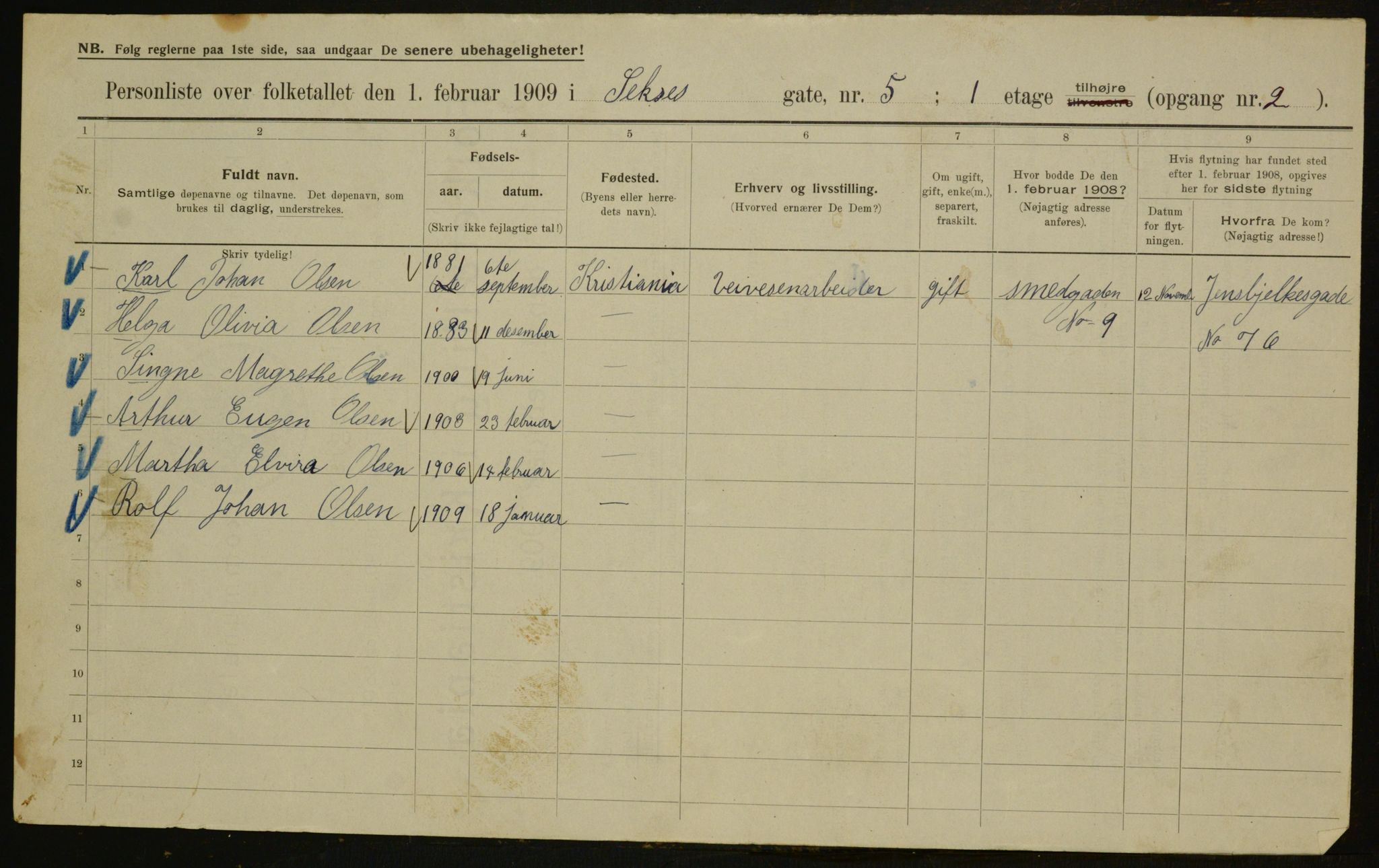 OBA, Municipal Census 1909 for Kristiania, 1909, p. 85979