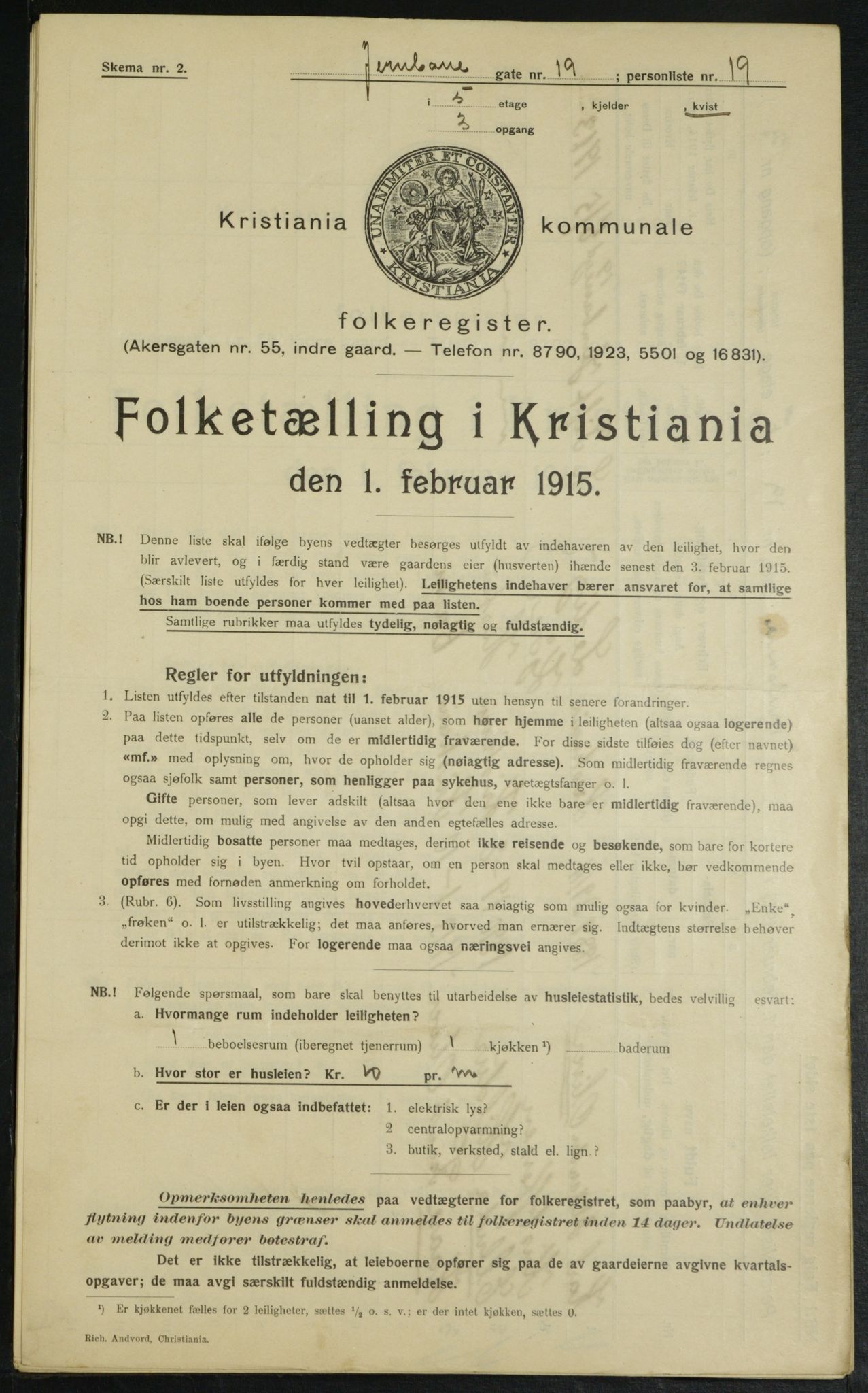 OBA, Municipal Census 1915 for Kristiania, 1915, p. 46375