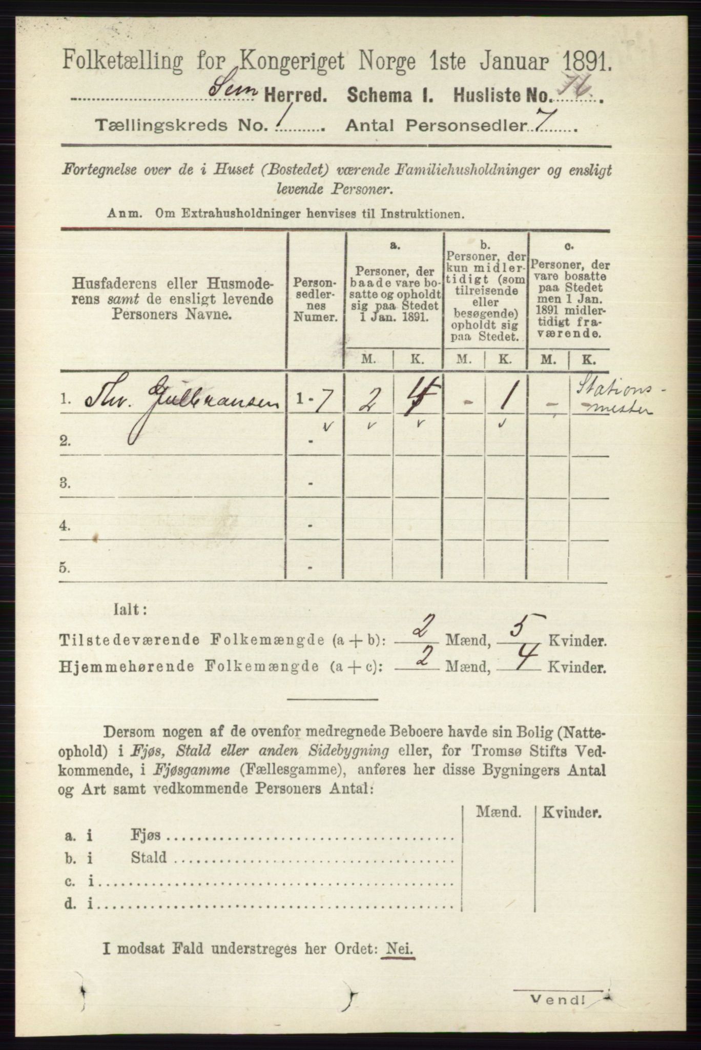 RA, 1891 census for 0721 Sem, 1891, p. 115