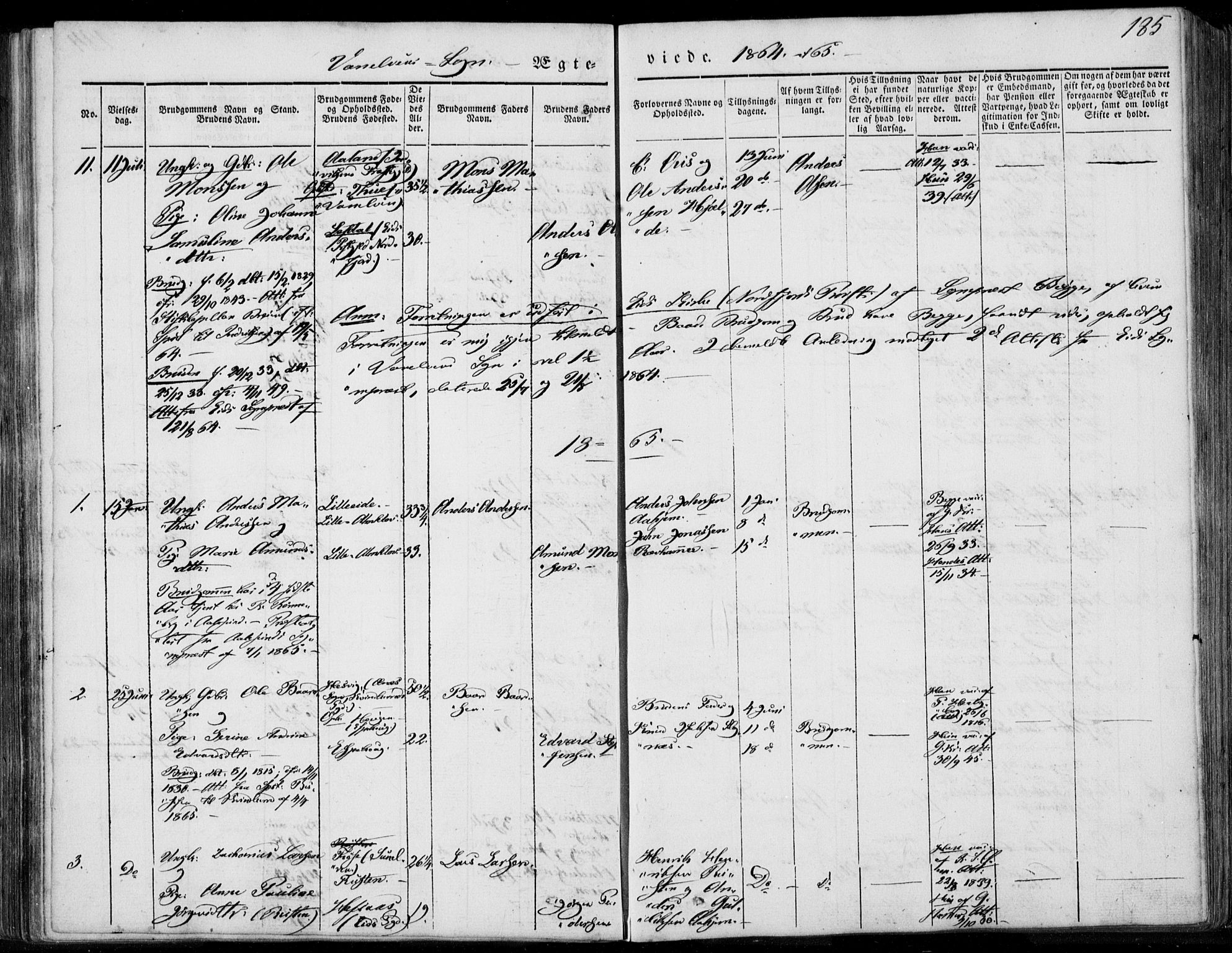 Ministerialprotokoller, klokkerbøker og fødselsregistre - Møre og Romsdal, AV/SAT-A-1454/501/L0006: Parish register (official) no. 501A06, 1844-1868, p. 185