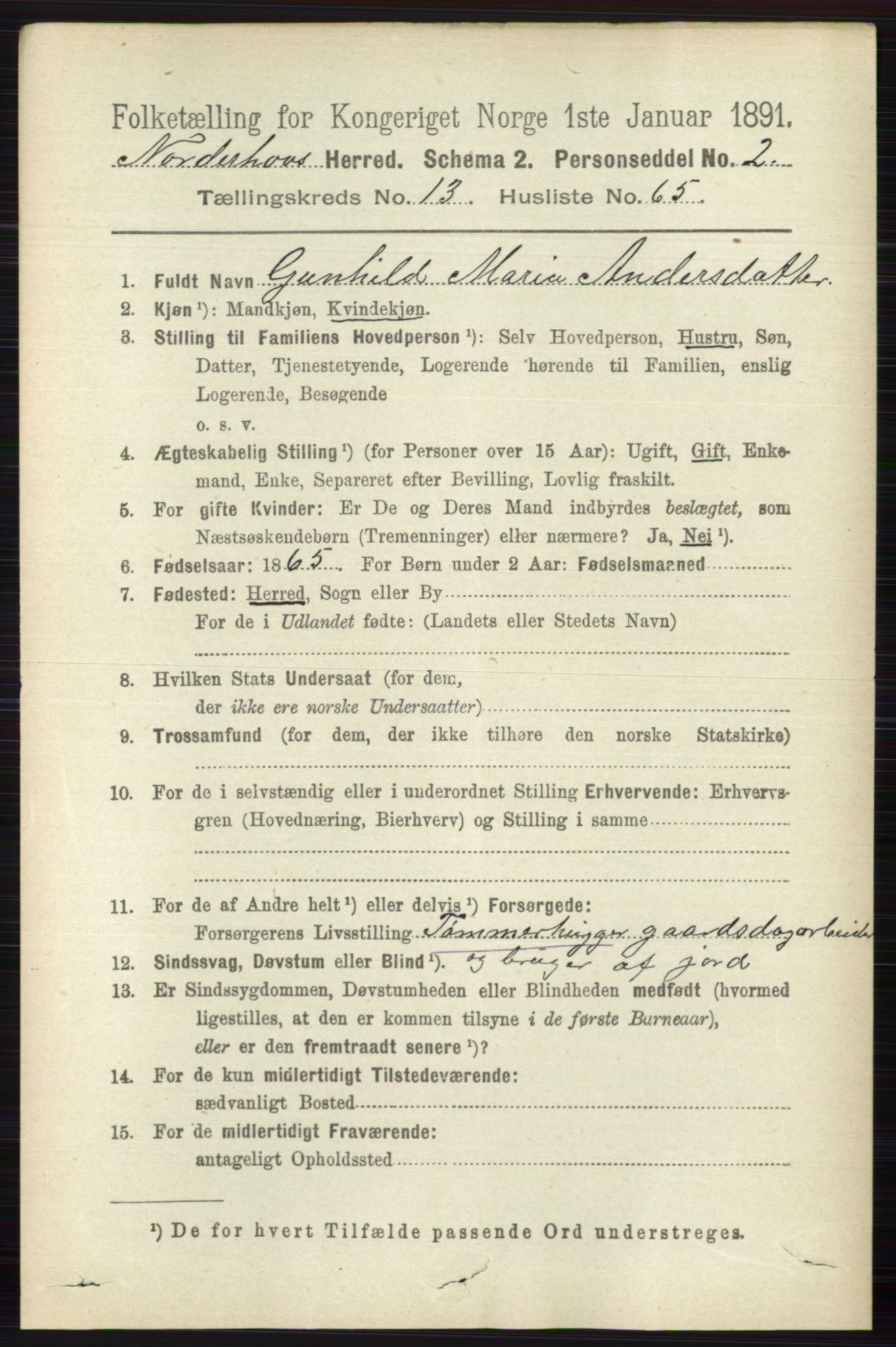 RA, 1891 census for 0613 Norderhov, 1891, p. 9288