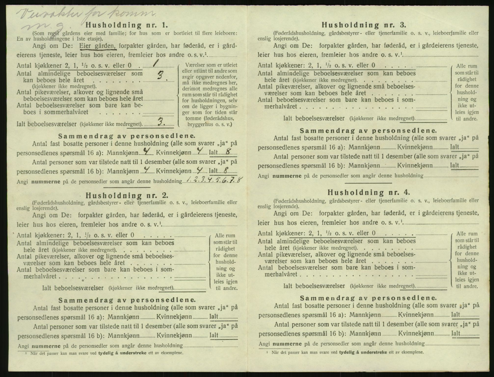 SAK, 1920 census for Herefoss, 1920, p. 195