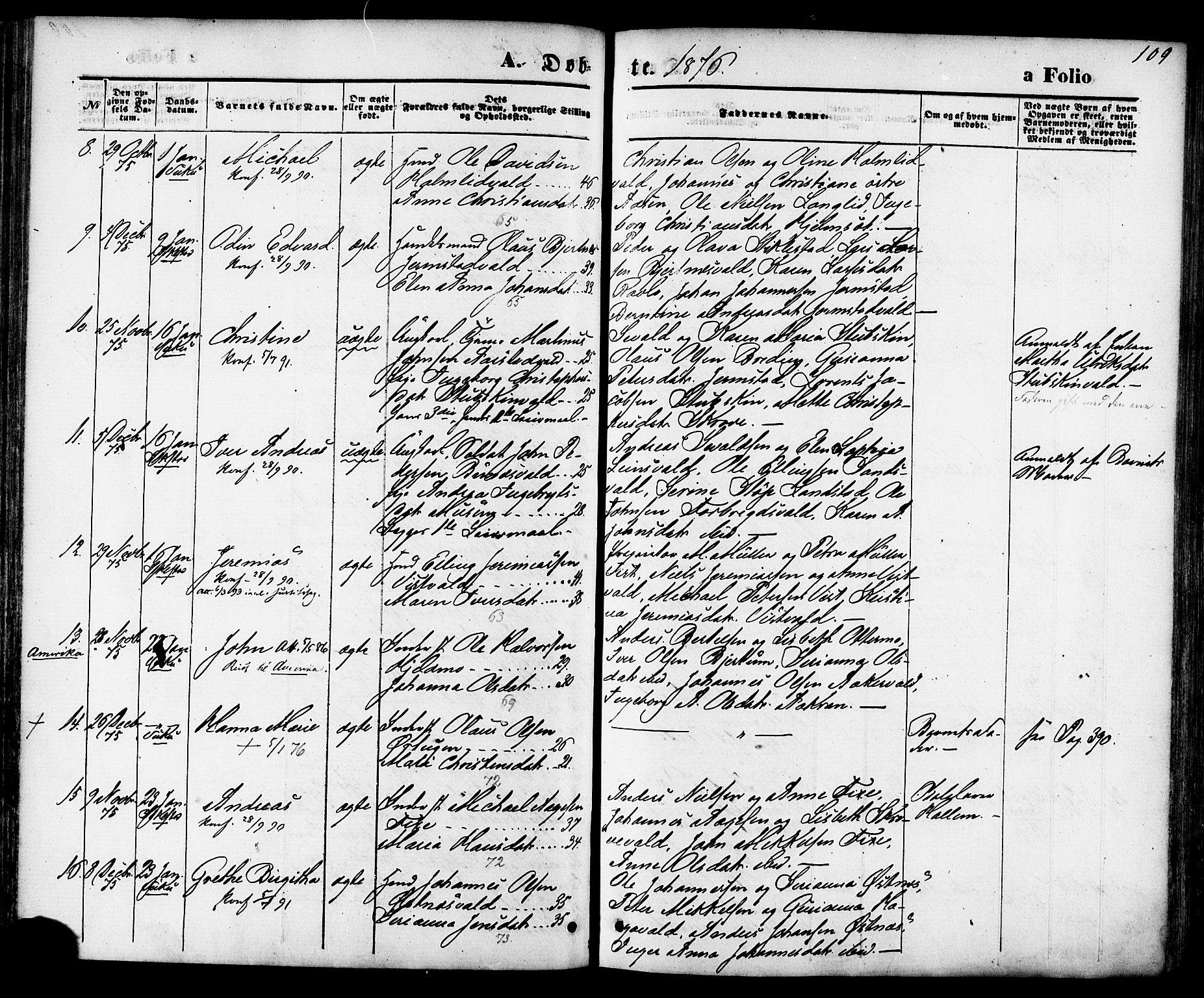 Ministerialprotokoller, klokkerbøker og fødselsregistre - Nord-Trøndelag, SAT/A-1458/723/L0242: Parish register (official) no. 723A11, 1870-1880, p. 109