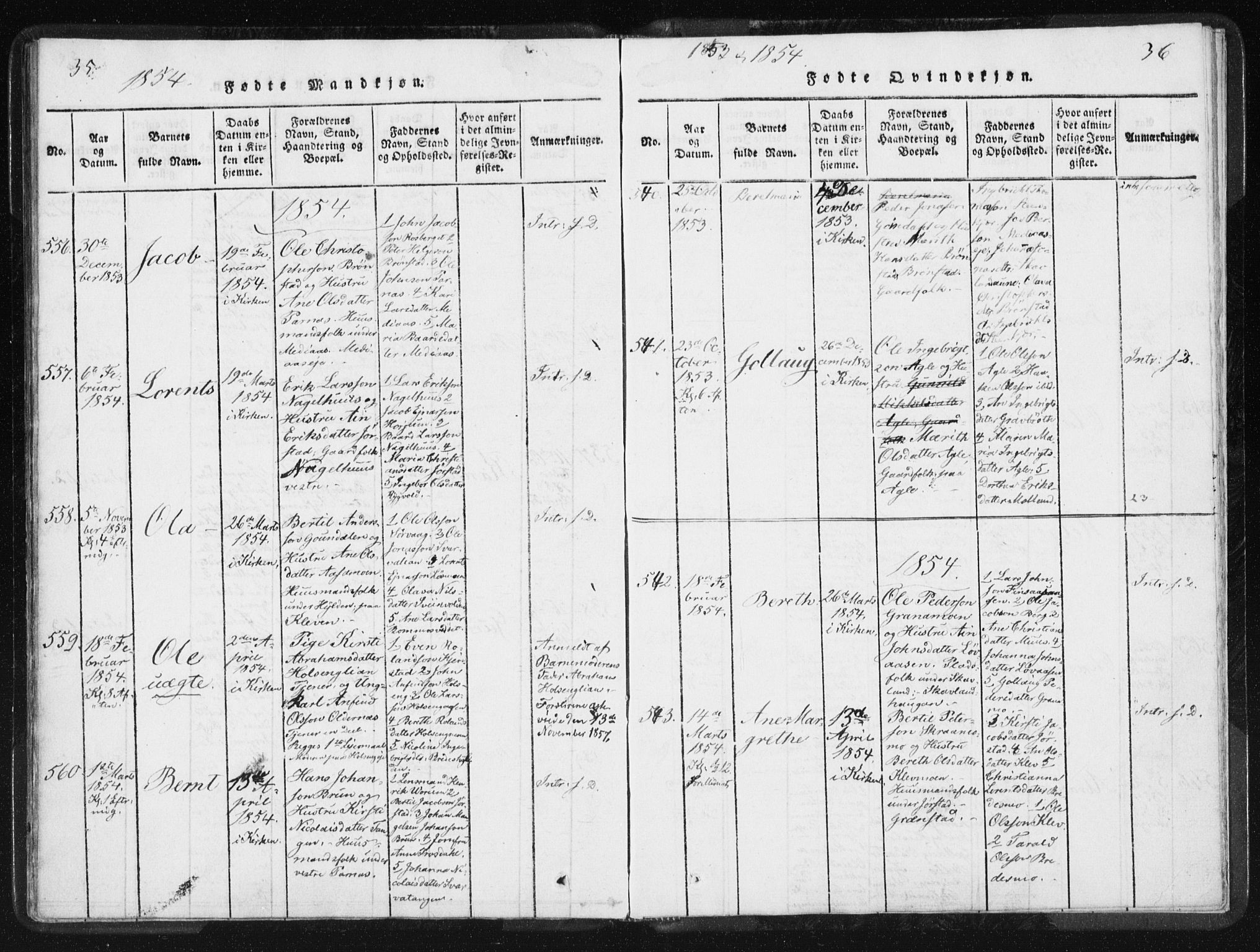 Ministerialprotokoller, klokkerbøker og fødselsregistre - Nord-Trøndelag, SAT/A-1458/749/L0471: Parish register (official) no. 749A05, 1847-1856, p. 35-36