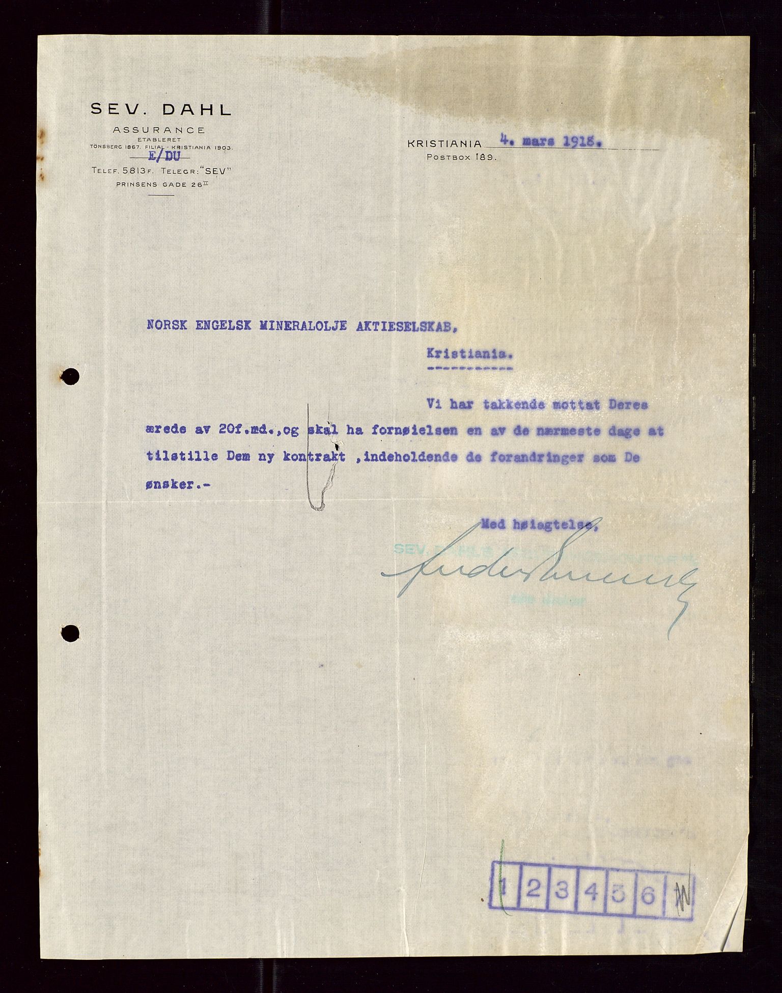 Pa 1521 - A/S Norske Shell, AV/SAST-A-101915/E/Ea/Eaa/L0005: Sjefskorrespondanse, 1918, p. 93