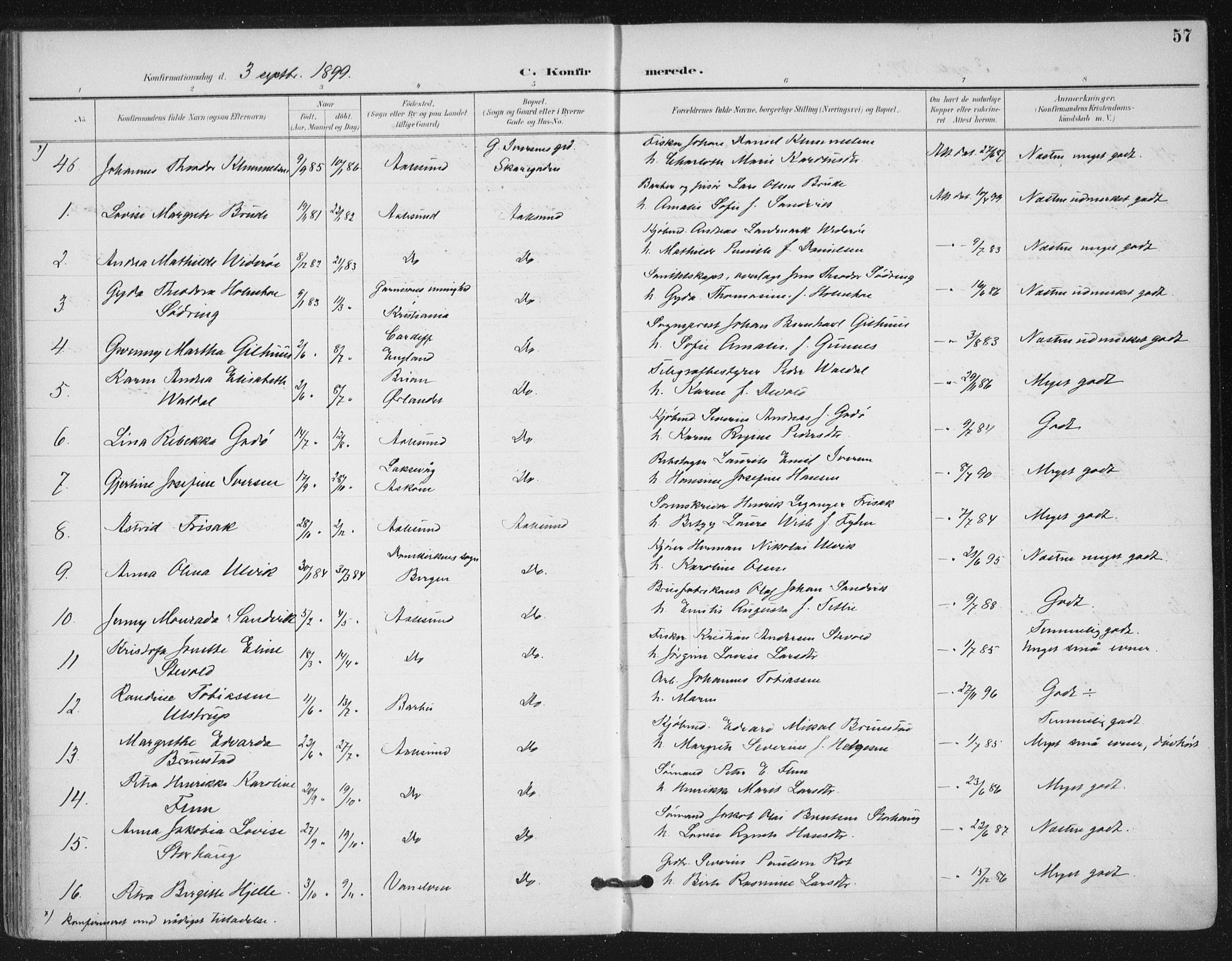 Ministerialprotokoller, klokkerbøker og fødselsregistre - Møre og Romsdal, AV/SAT-A-1454/529/L0457: Parish register (official) no. 529A07, 1894-1903, p. 57