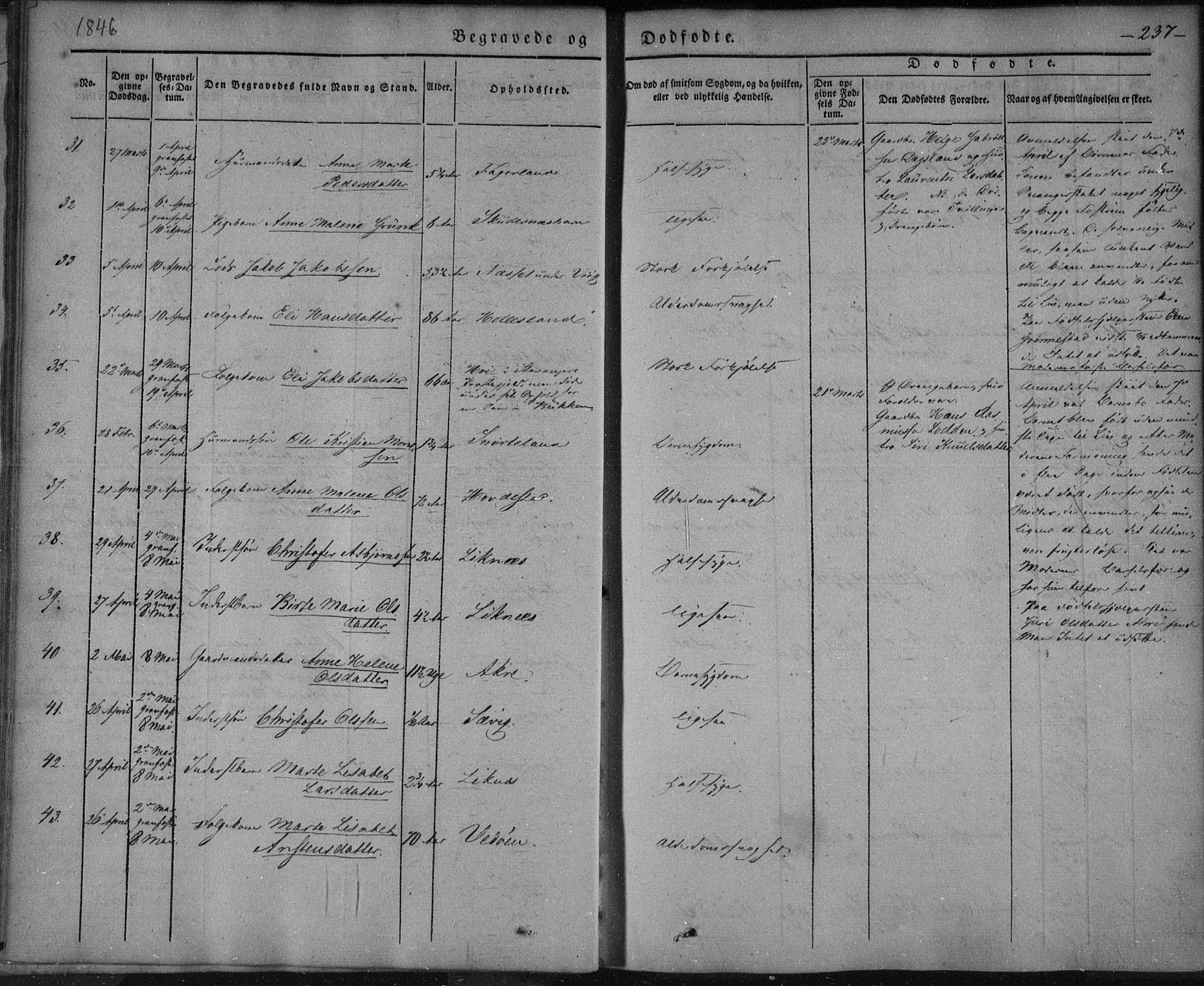 Skudenes sokneprestkontor, AV/SAST-A -101849/H/Ha/Haa/L0003: Parish register (official) no. A 2.2, 1841-1846, p. 237