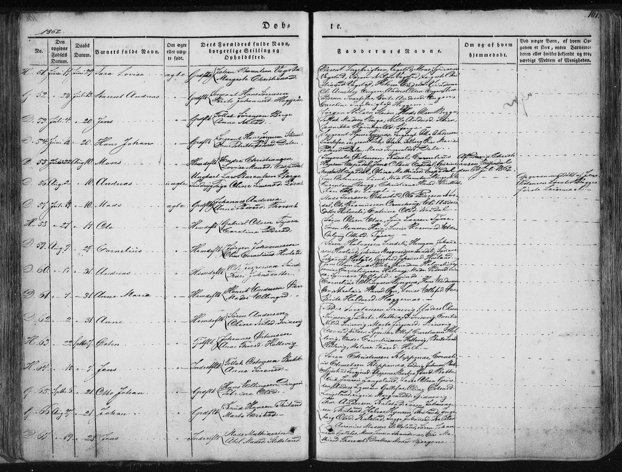 Fjaler sokneprestembete, SAB/A-79801/H/Haa/Haaa/L0006: Parish register (official) no. A 6, 1835-1884, p. 151