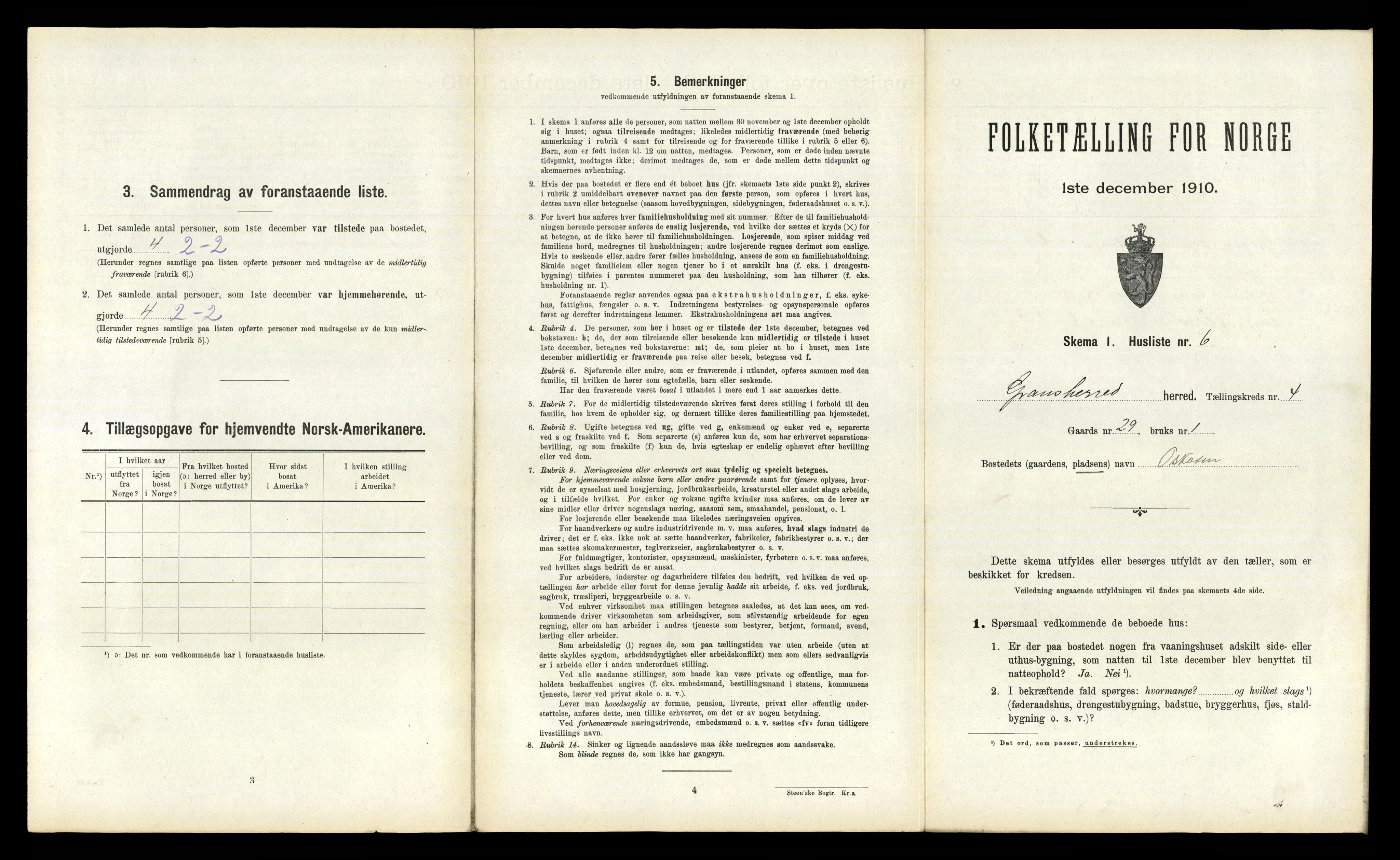 RA, 1910 census for Gransherad, 1910, p. 316