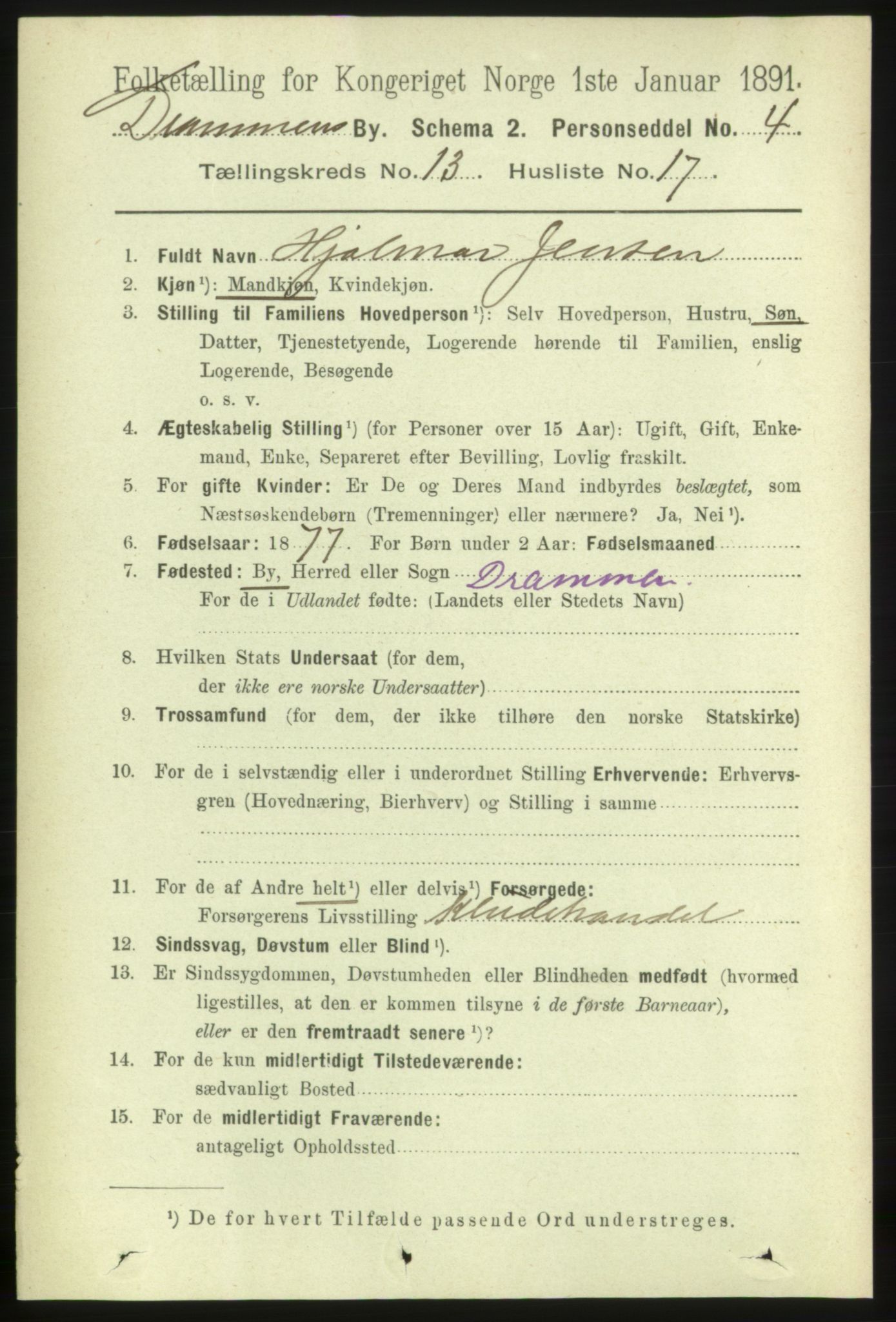 RA, 1891 census for 0602 Drammen, 1891, p. 9759