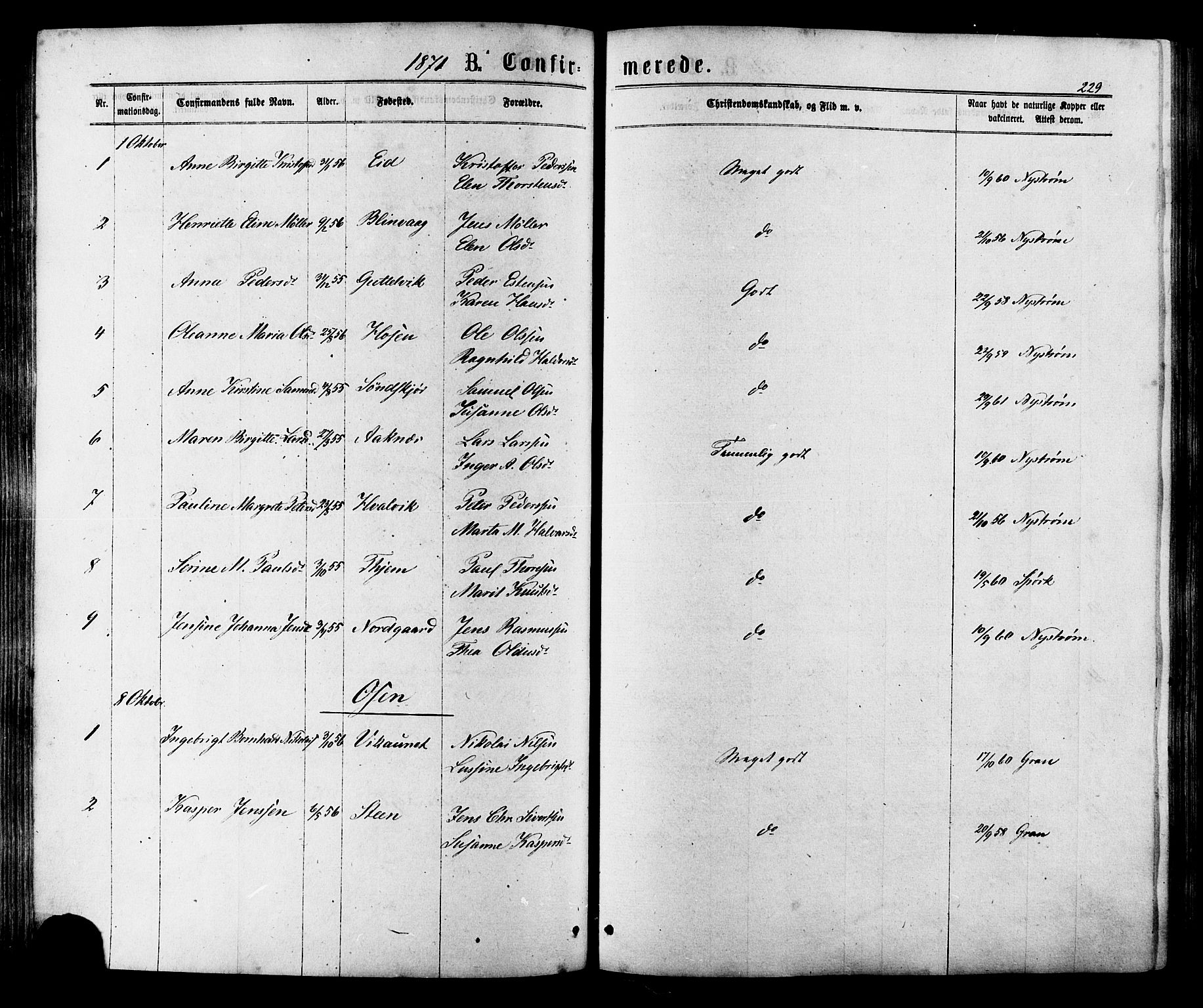 Ministerialprotokoller, klokkerbøker og fødselsregistre - Sør-Trøndelag, AV/SAT-A-1456/657/L0706: Parish register (official) no. 657A07, 1867-1878, p. 229