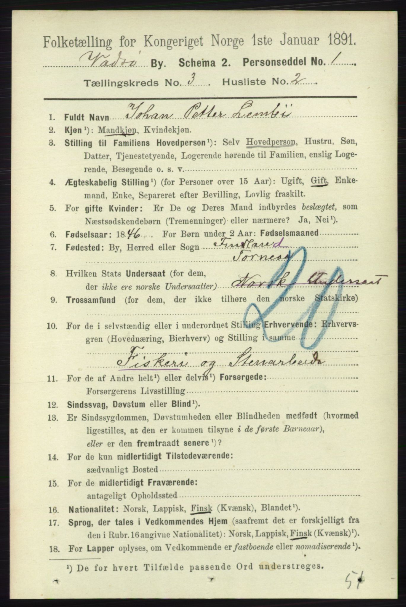 RA, 1891 census for 2003 Vadsø, 1891, p. 1776