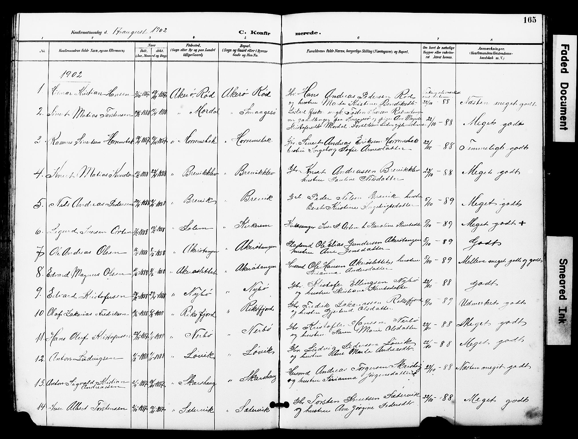 Ministerialprotokoller, klokkerbøker og fødselsregistre - Møre og Romsdal, SAT/A-1454/560/L0725: Parish register (copy) no. 560C02, 1895-1930, p. 165