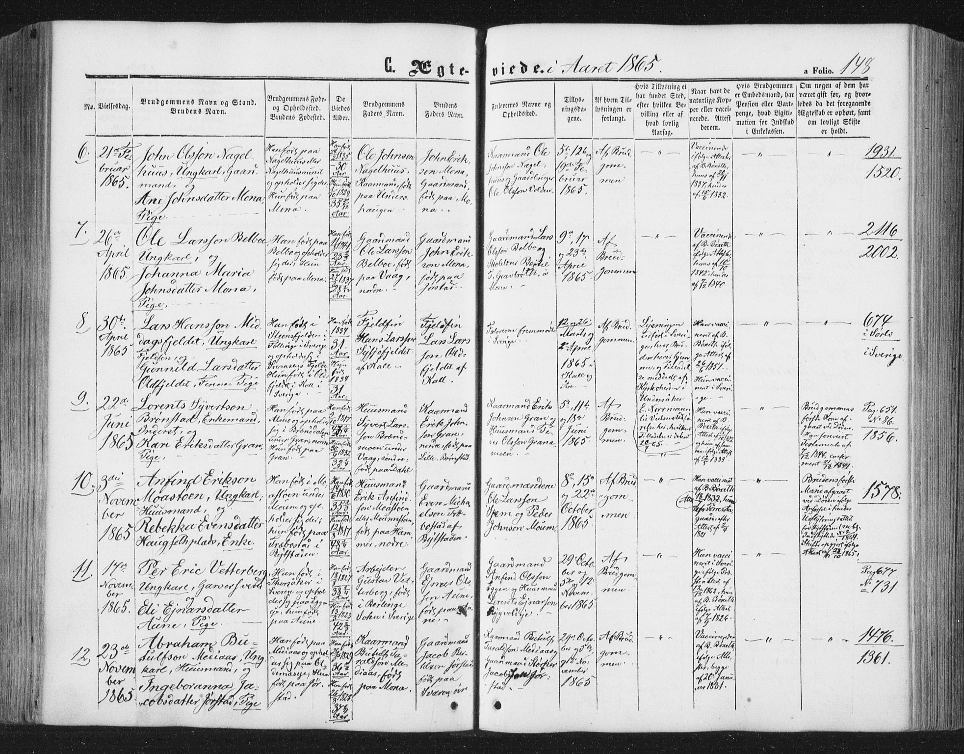 Ministerialprotokoller, klokkerbøker og fødselsregistre - Nord-Trøndelag, AV/SAT-A-1458/749/L0472: Parish register (official) no. 749A06, 1857-1873, p. 148