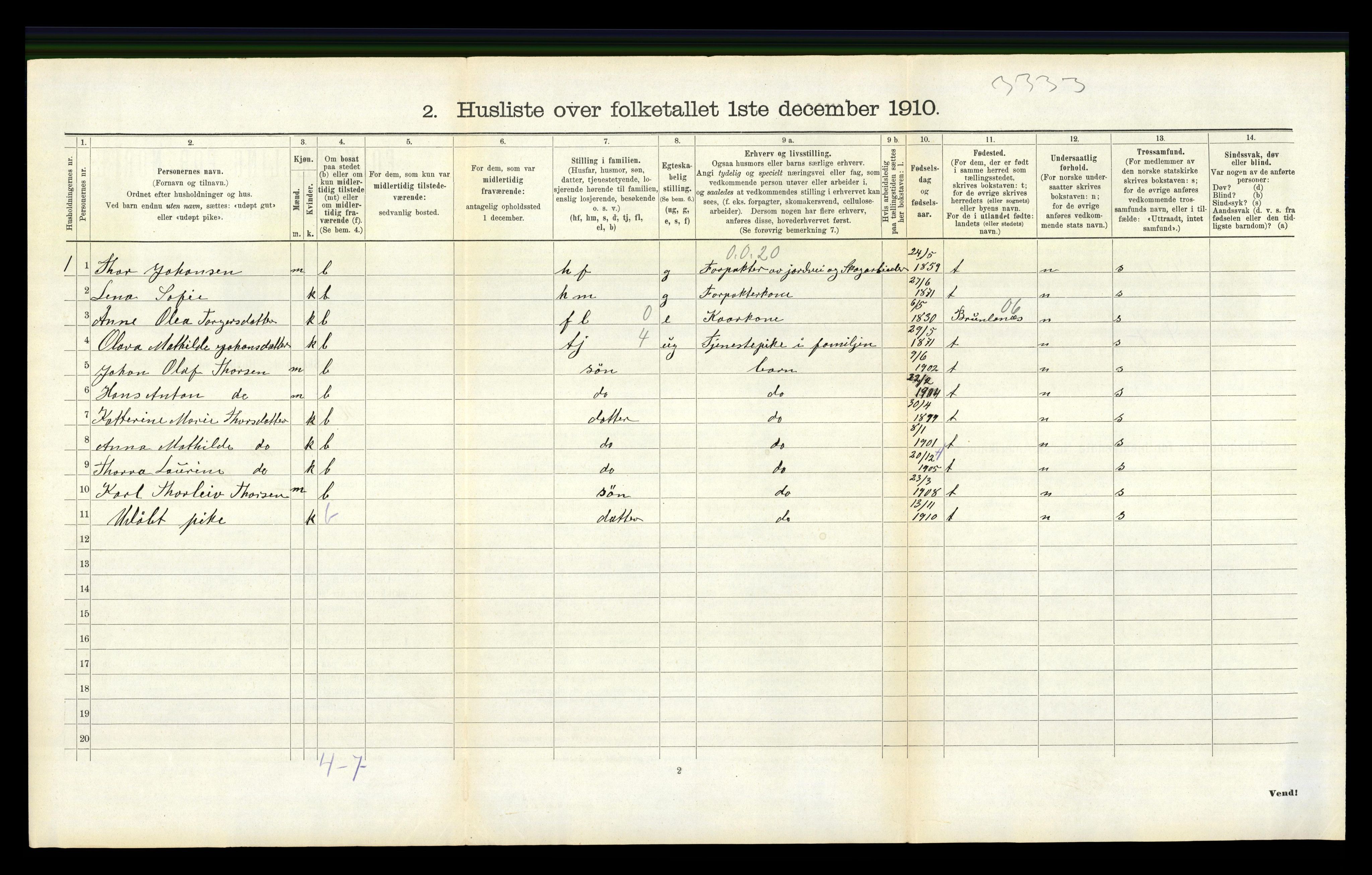 RA, 1910 census for Hedrum, 1910, p. 1211